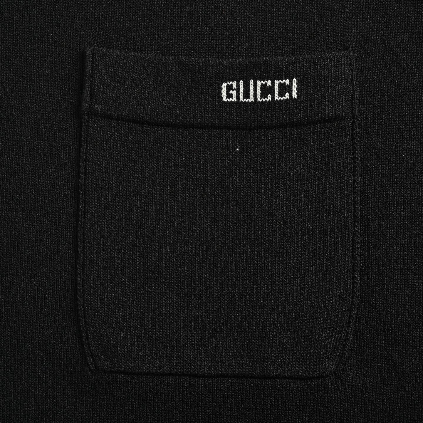 Gucci/古驰 25ss 口袋字母嵌花针织Polo短袖