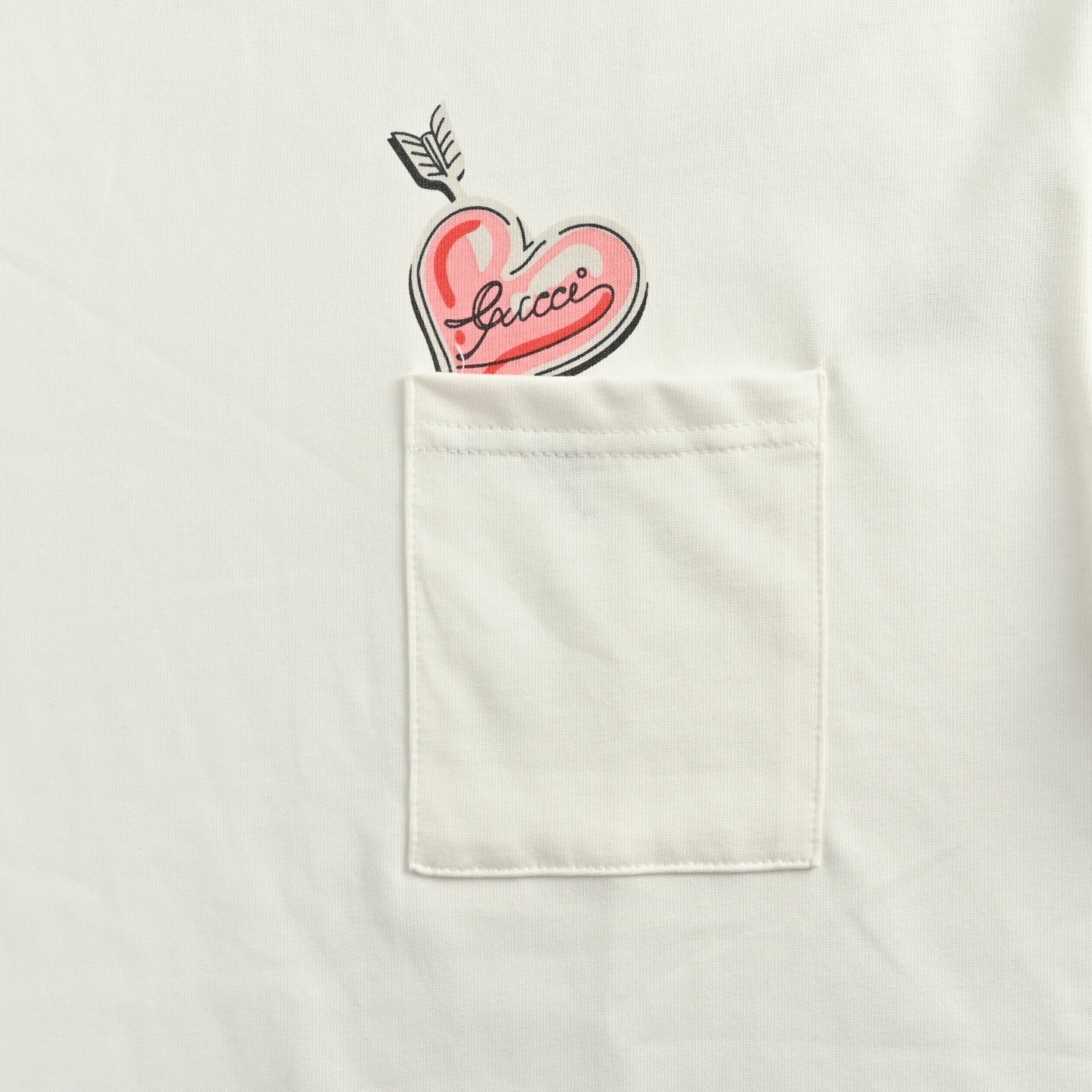 Gucci/古驰 25ss 口袋爱心印花短袖