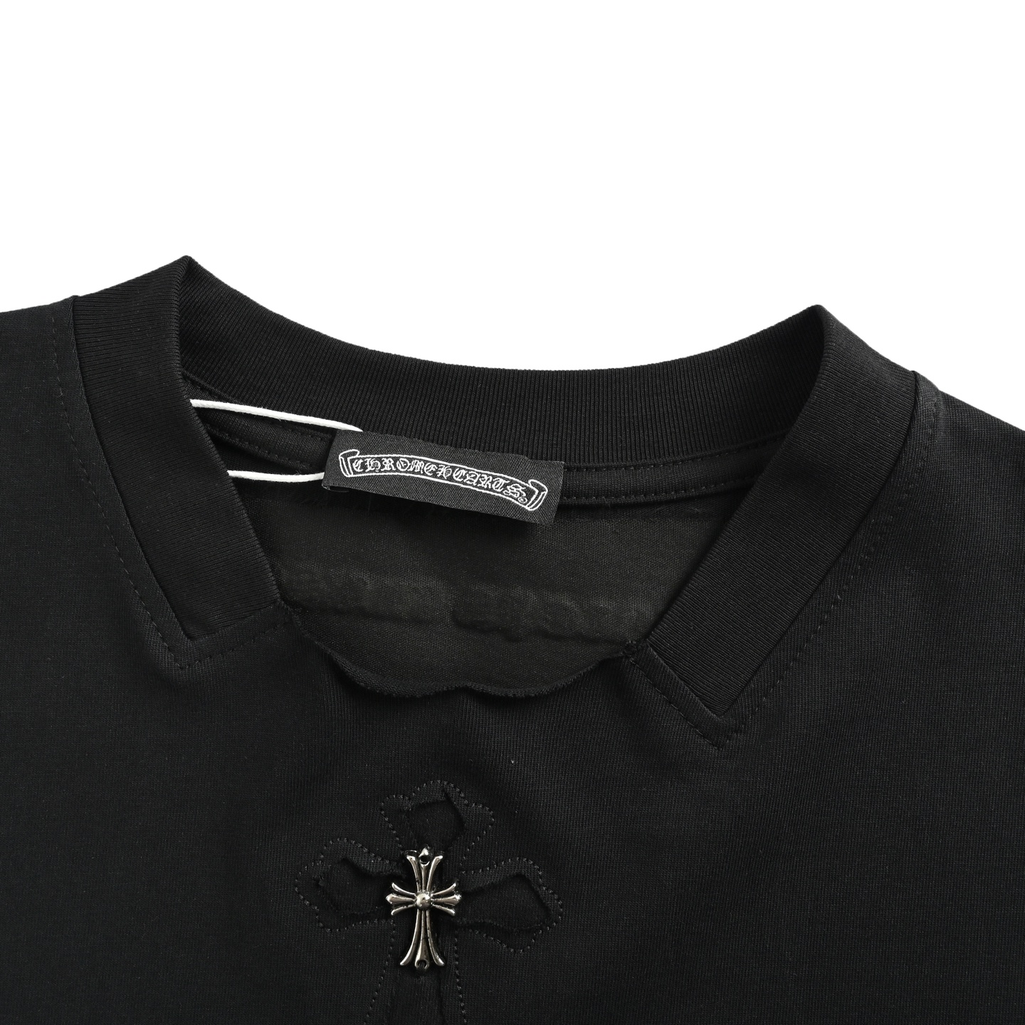 Chrome Hearts/克罗心 25ss 裁剪贴布镶嵌银饰十字架短袖 黑色 白色