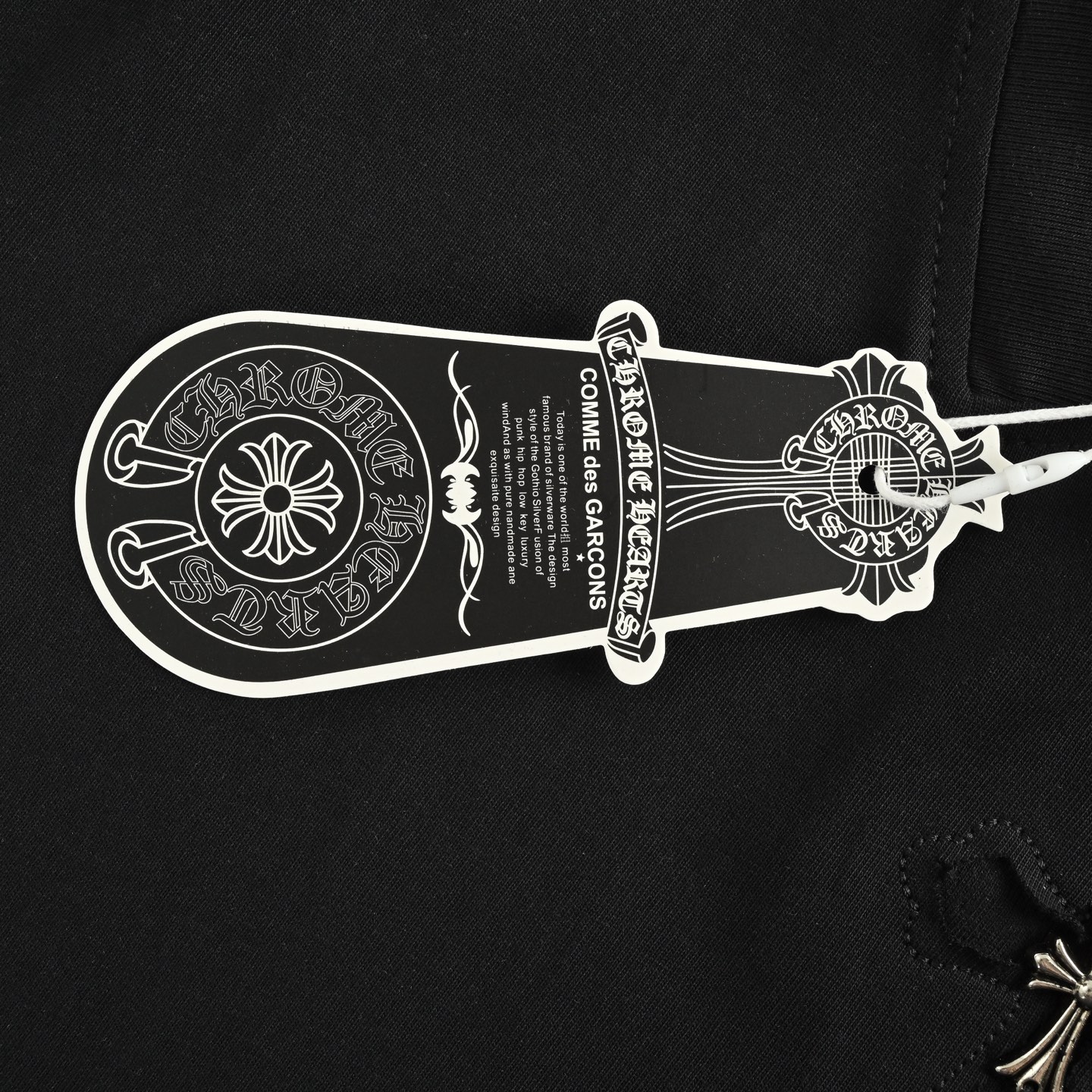 Chrome Hearts/克罗心 25ss 裁剪贴布镶嵌银饰十字架短袖 黑色 白色