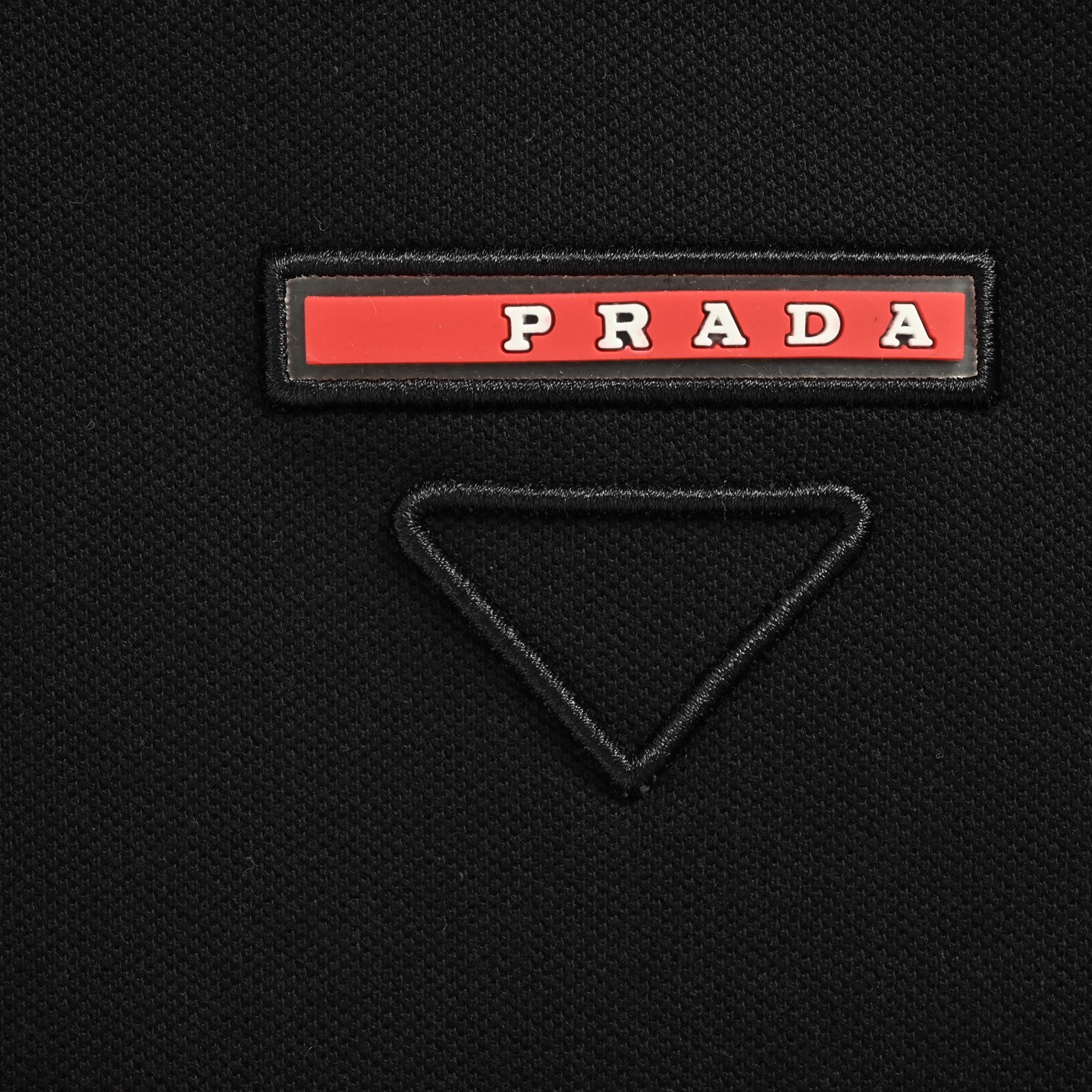 Prada/普拉达 25ss 红色硅胶饰条三角刺绣Polo短袖