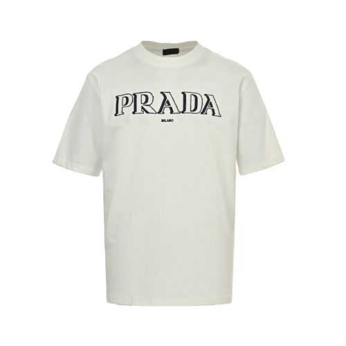 Prada 25SS Shadow Letter Embroidered Short Sleeve T-Shirt - Premium Quality 1 Prada 25SS Shadow Letter Embroidered Short Sleeve T-Shirt – Premium Quality
