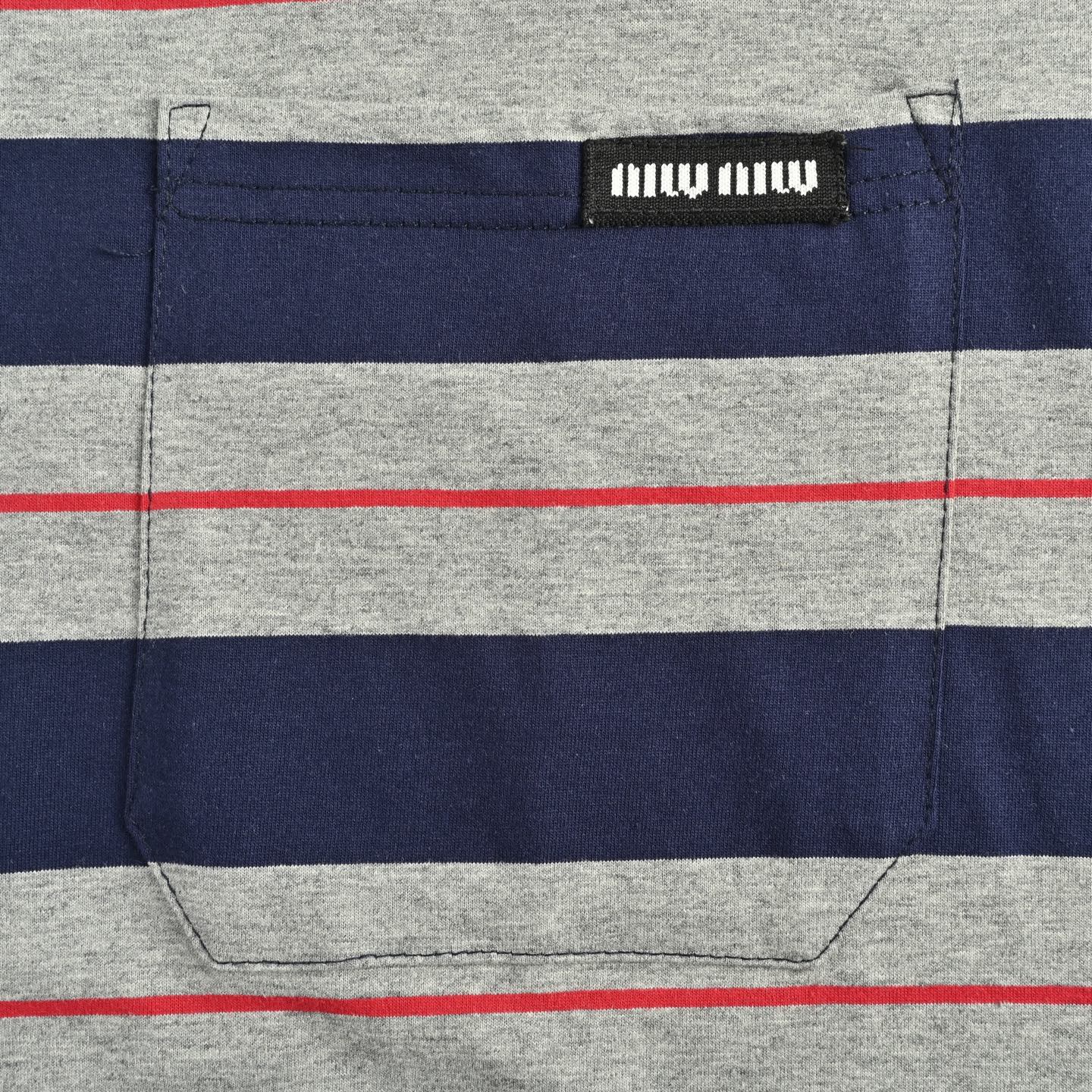 Miu Miu/缪缪 25ss 口袋徽标条纹短袖
