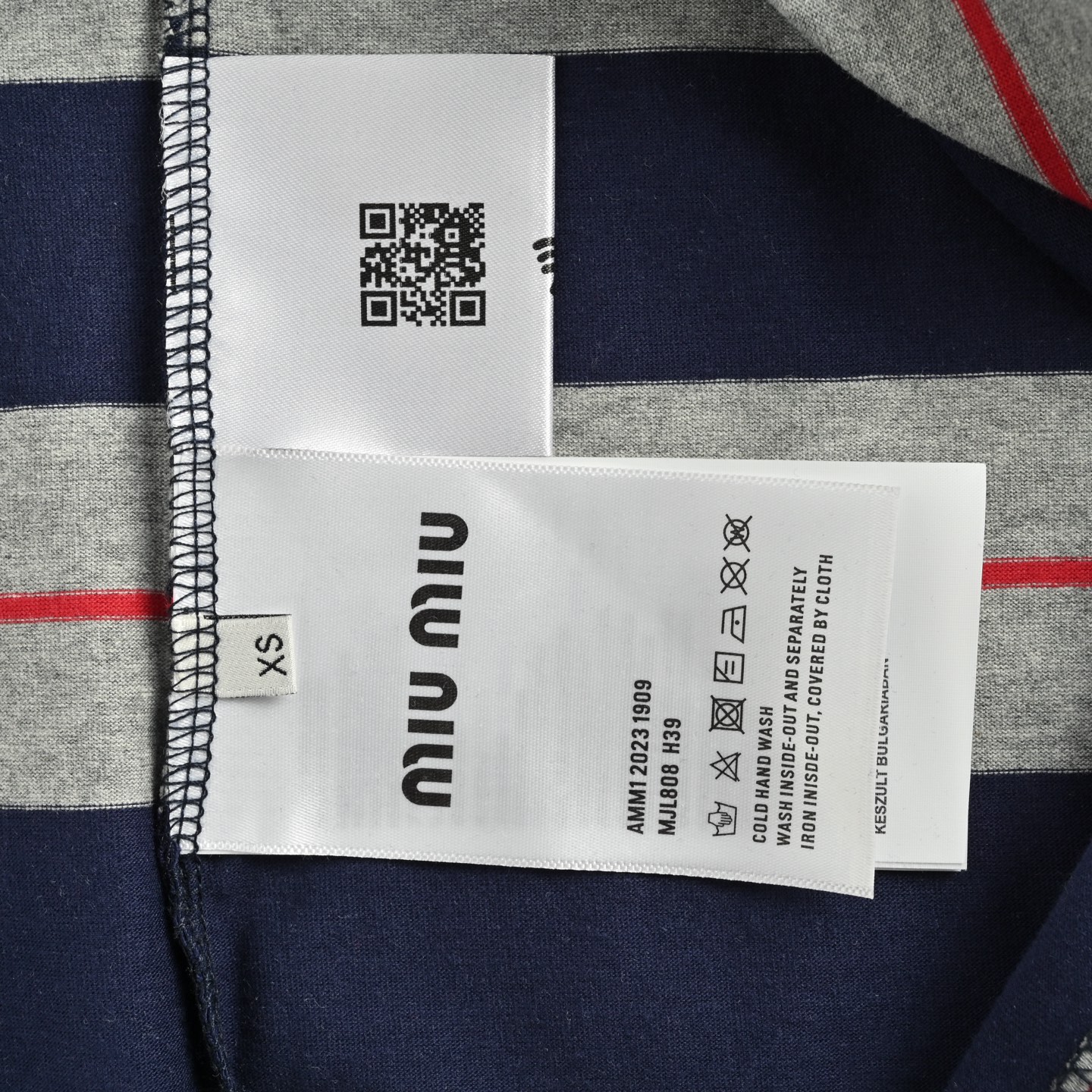 Miu Miu/缪缪 25ss 口袋徽标条纹短袖