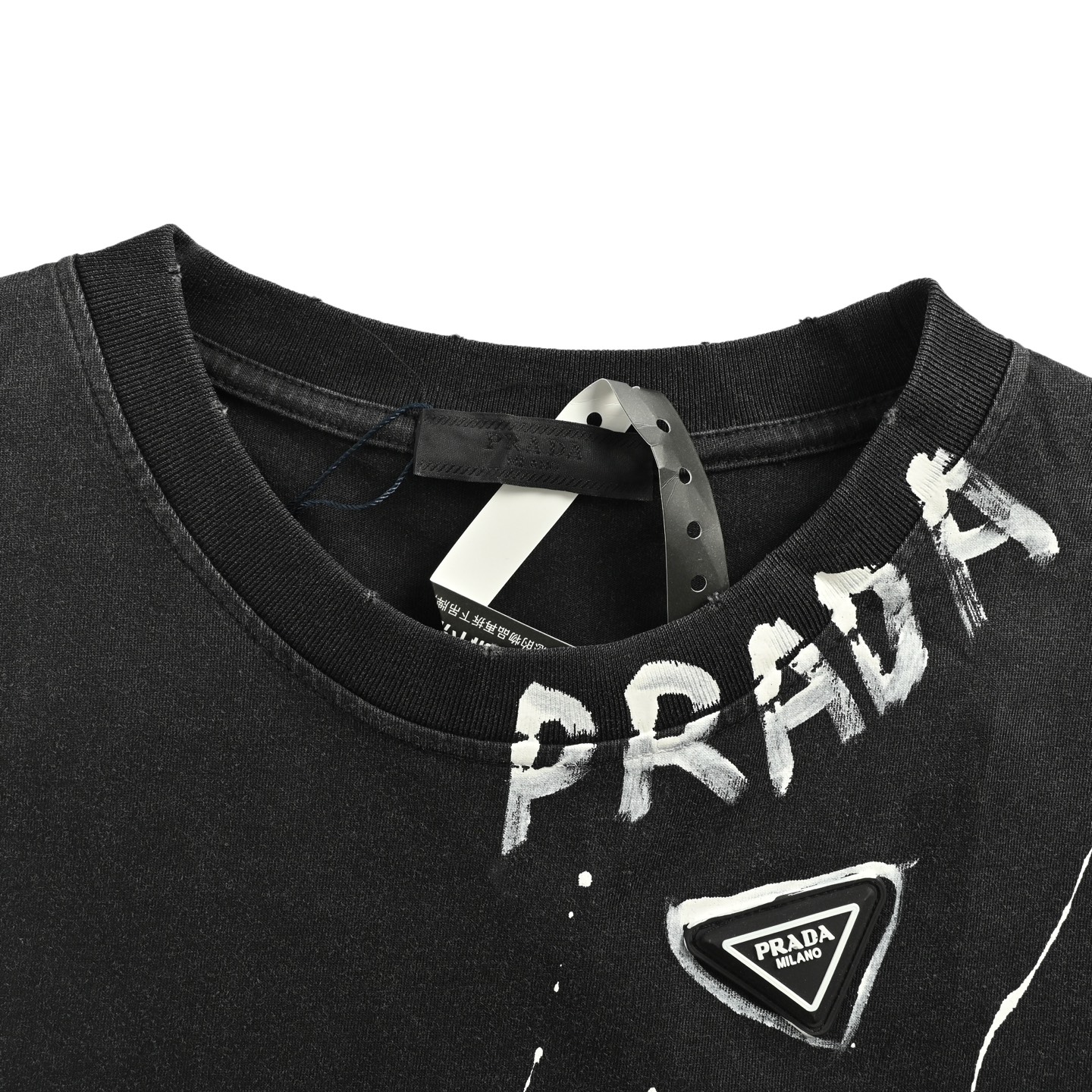 Prada Hand-Painted Logo Graphic Tee - Gradient Wash, Relaxed Fit, Cotton Fabric 4 i1747565745995 7259 0 3