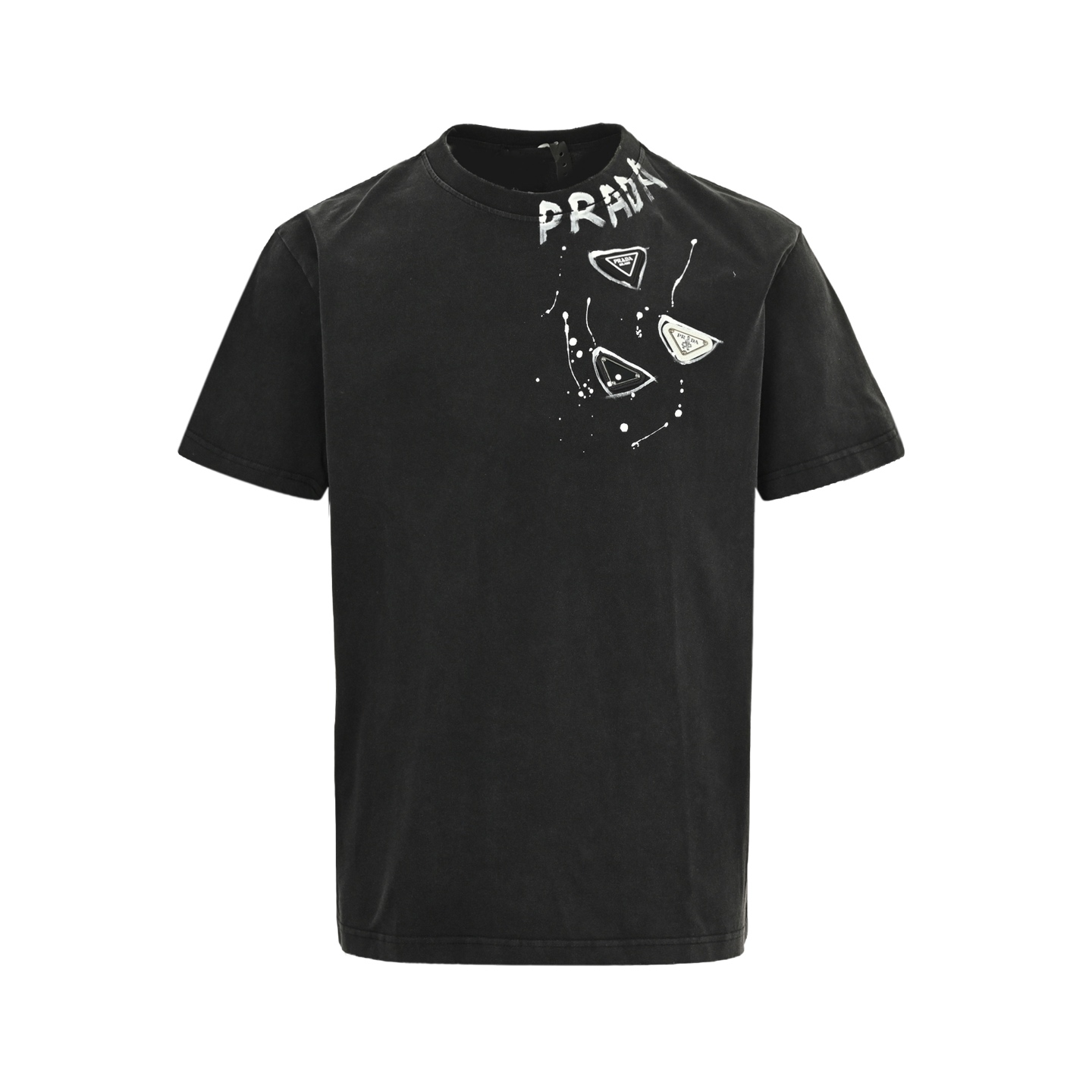 Prada Hand-Painted Logo Graphic Tee - Gradient Wash, Relaxed Fit, Cotton Fabric 1 i1747565749518 1131 0 0