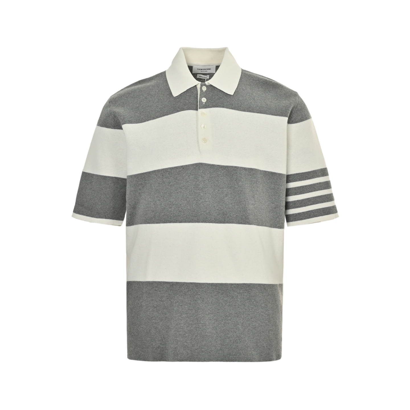 Thom Browne Striped Knitted Polo Shirt Short Sleeve Cotton Blend Casual 1 i1747650902615 5970 0 0