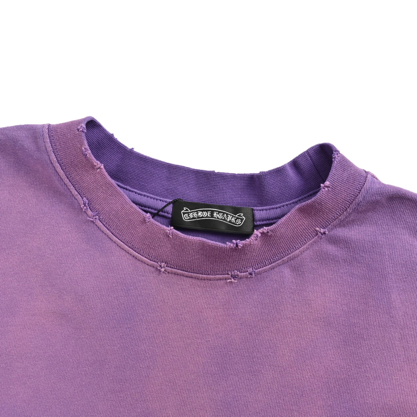 Chrome Hearts/克罗心 25ss 马蹄贴布刺绣破洞水洗短袖 黑色 灰白 紫色