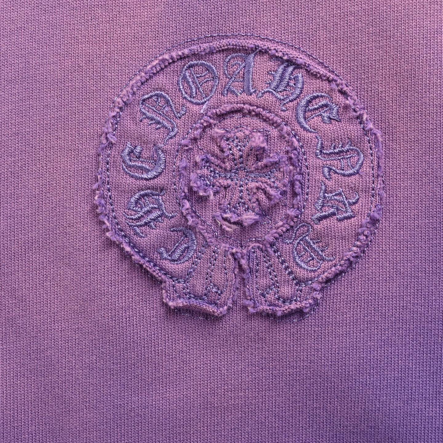 Chrome Hearts/克罗心 25ss 马蹄贴布刺绣破洞水洗短袖 黑色 灰白 紫色