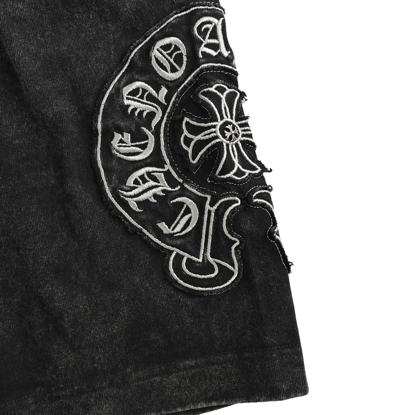 Chrome Hearts/克罗心 25ss 贴布马蹄十字咖刺绣水洗短裤