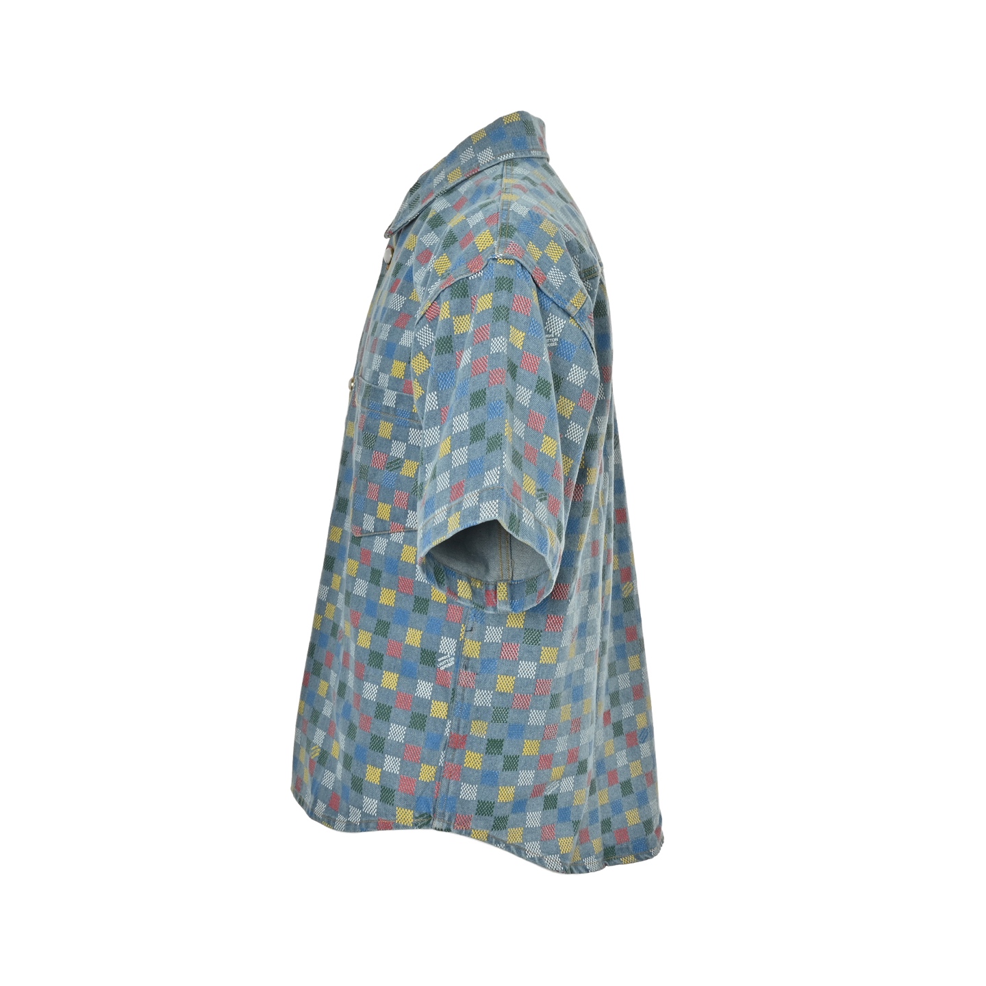 Louis Vuitton/路易威登 彩色棋盘格牛仔套装牛仔短袖衬衫