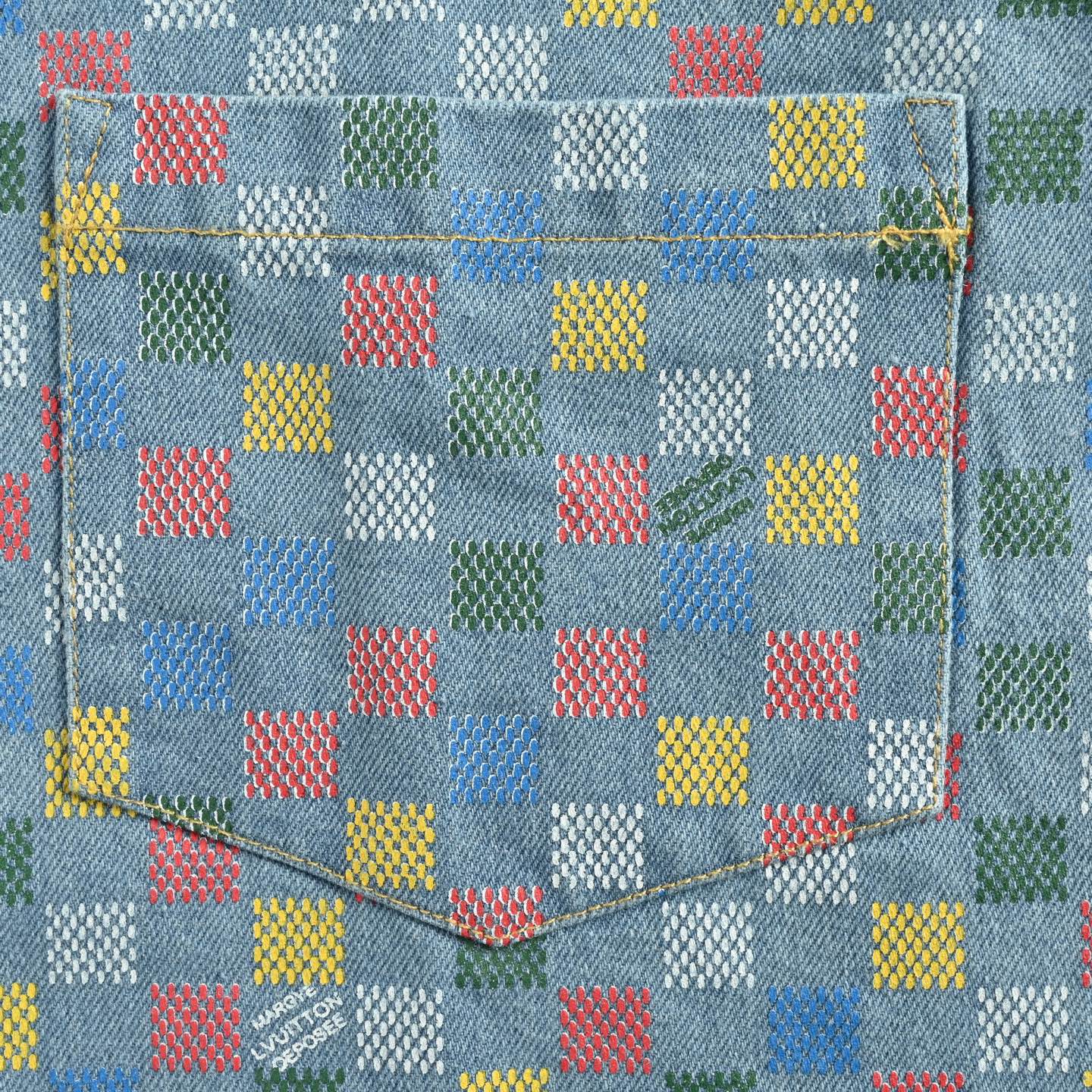 Louis Vuitton/路易威登 彩色棋盘格牛仔套装牛仔短袖衬衫