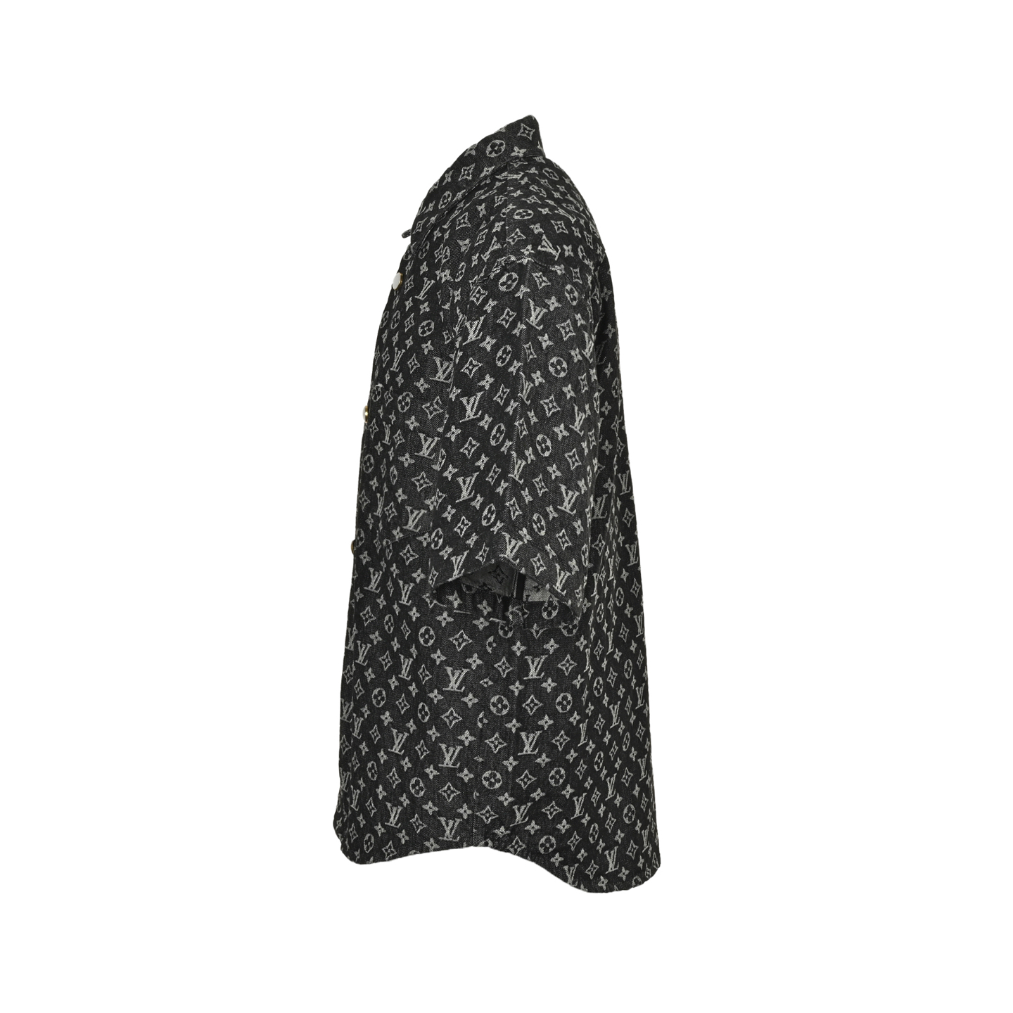 Louis Vuitton/路易威 FA满印珍珠扣老花牛仔短袖衬衫