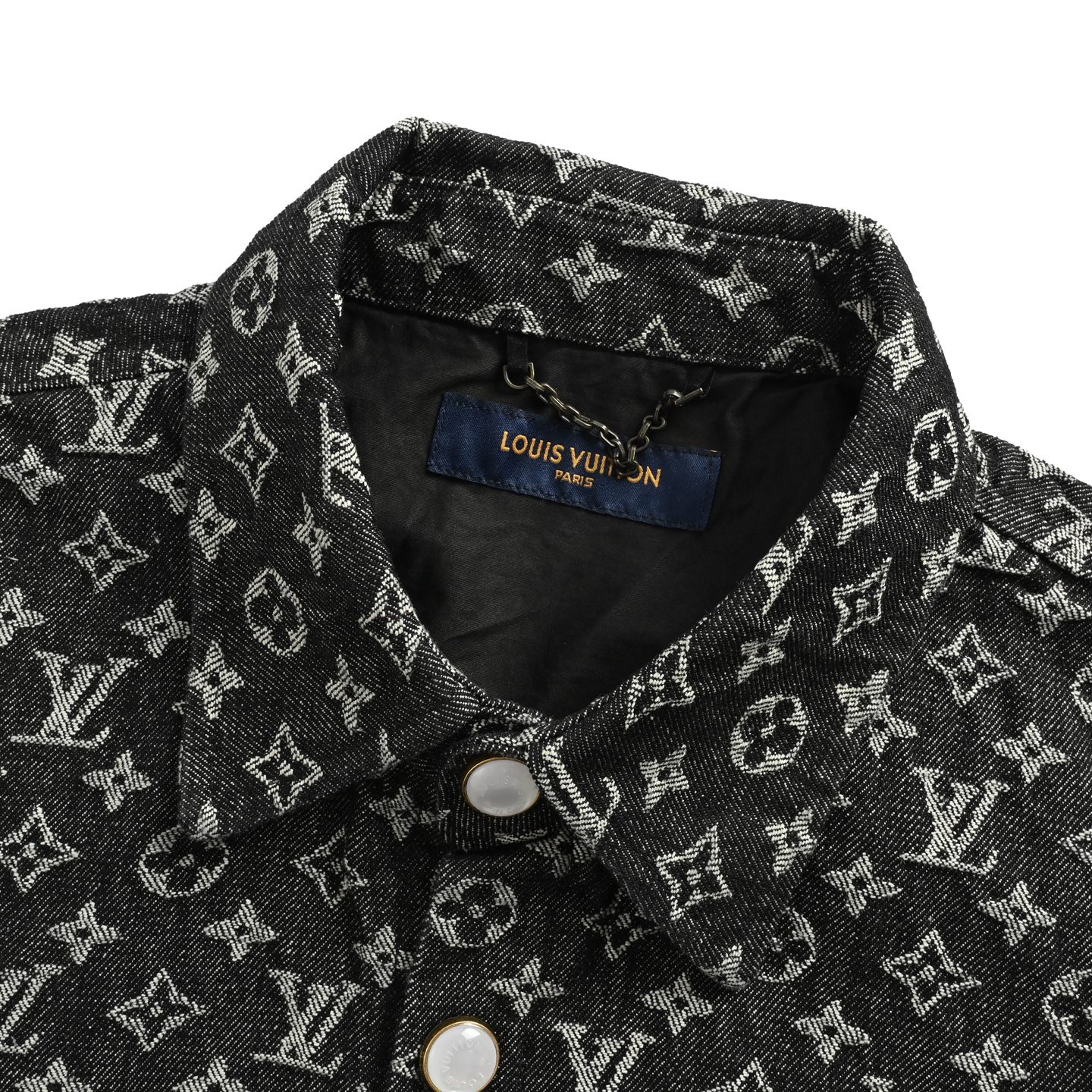 Louis Vuitton/路易威 FA满印珍珠扣老花牛仔短袖衬衫