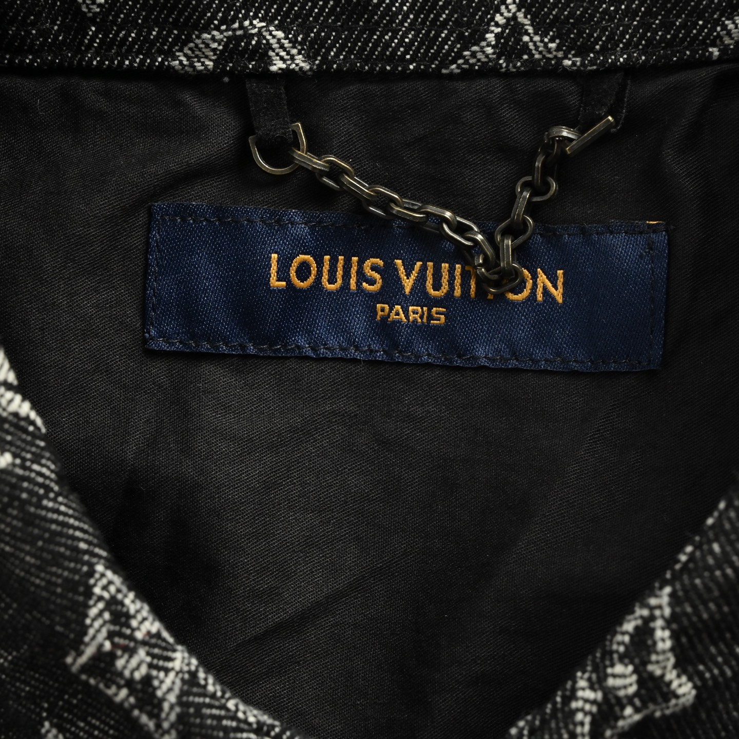 Louis Vuitton/路易威 FA满印珍珠扣老花牛仔短袖衬衫