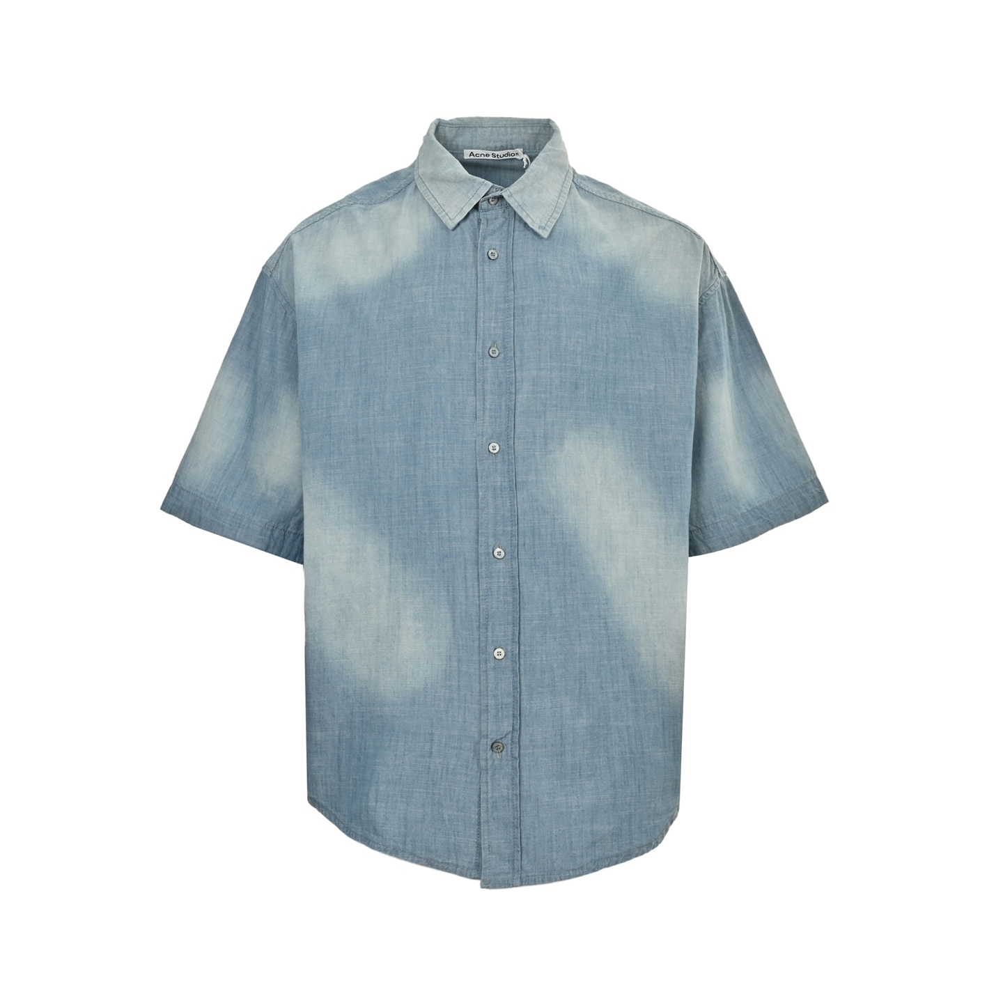 Acne Studios 25ss 1996标语亚麻牛仔短袖衬衫