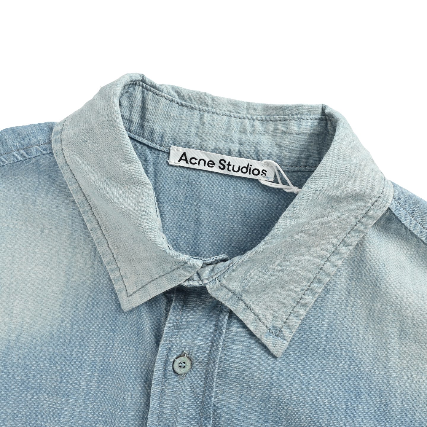 Acne Studios 25ss 1996标语亚麻牛仔短袖衬衫