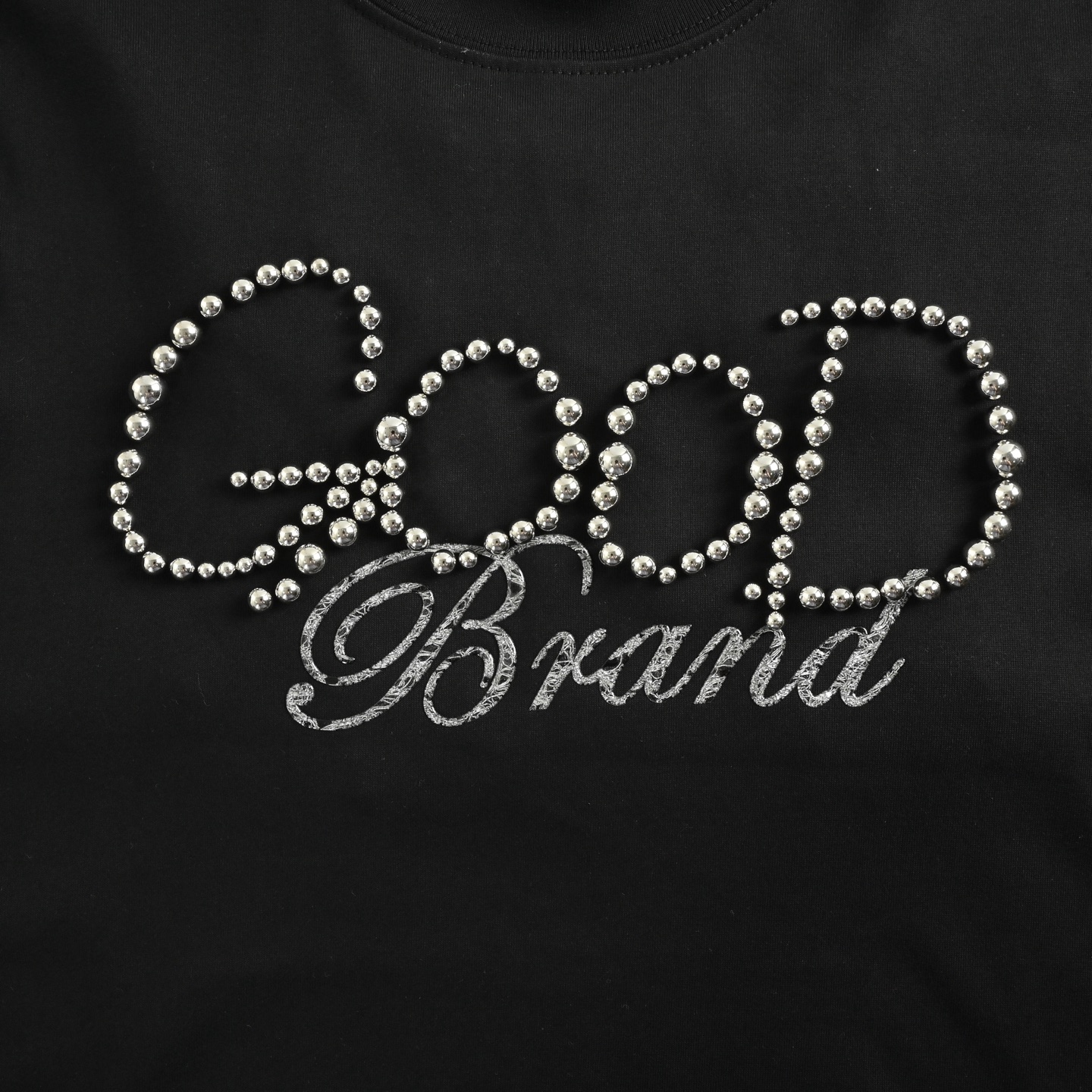 GOOD BRAND 25ss 电镀烤瓷珍珠字母短袖