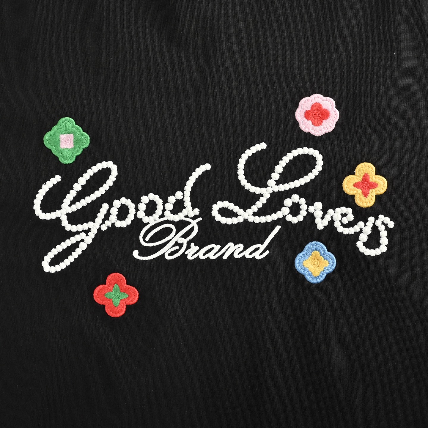 GOODBRAND 立体小花刺绣标语轻奢时尚高级感短袖