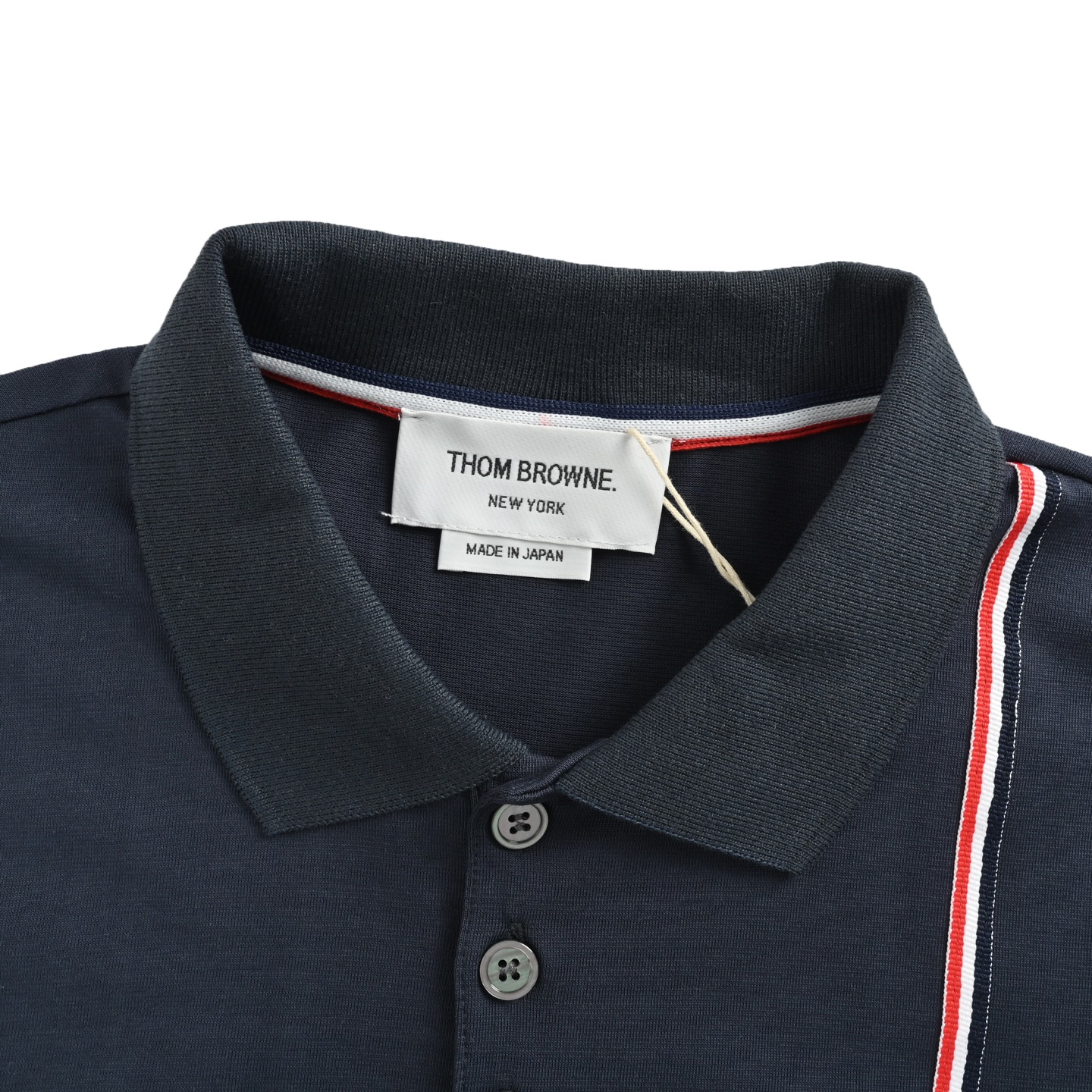 Thom Browne/汤姆布朗 侧织带珠地棉Polo短袖-Chinese UA Cheap High Quatity Brand Clothes Bags handbags Sneakers wholesale wholesaler seller from China Factory suppliers Fashion Clothing Shoes best Quality Beautiful Price Thom Browne/汤姆布朗 侧织带珠地棉Polo短袖