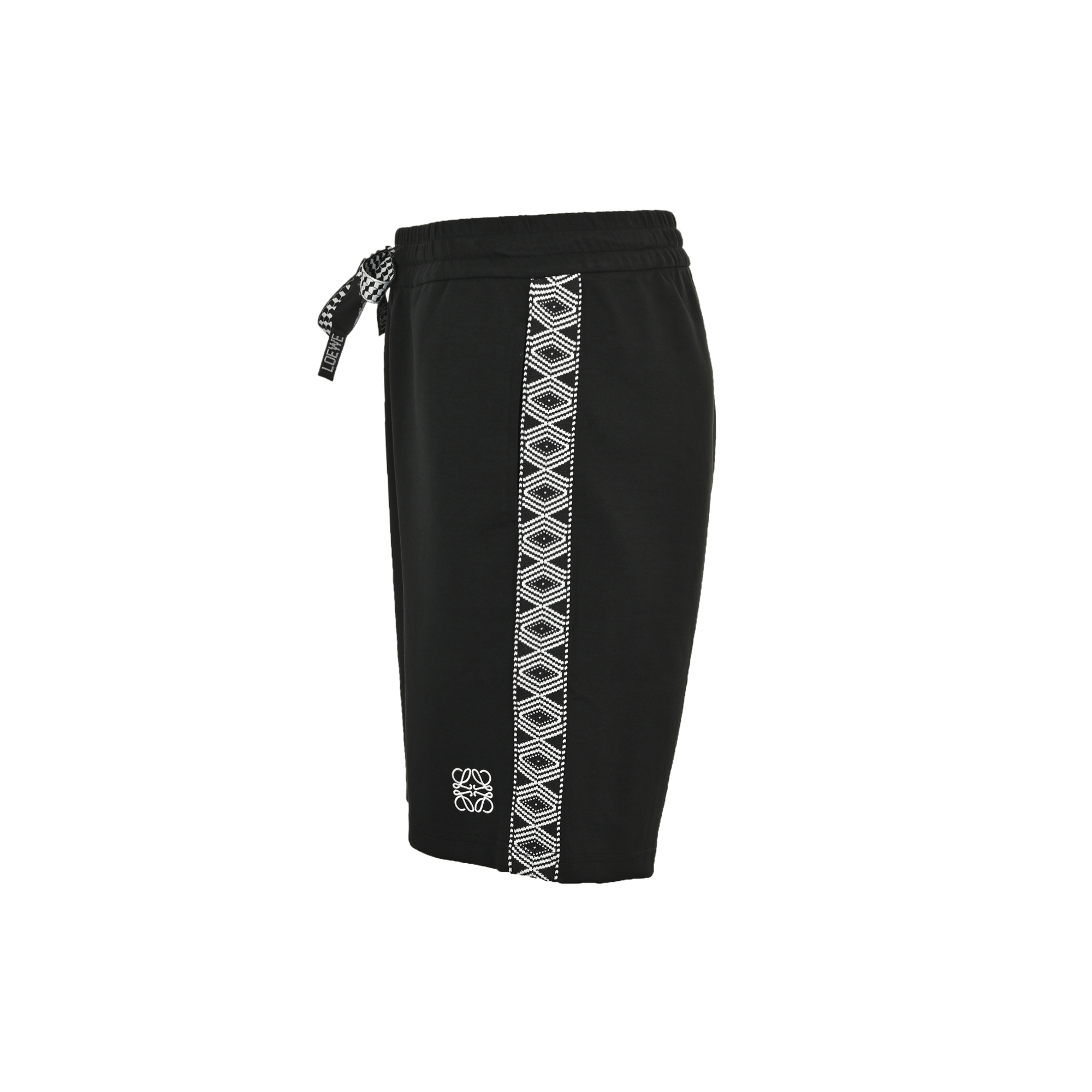 Loewe/罗意威 25ss 民族风侧边拼色织带提花短裤黑色 杏色