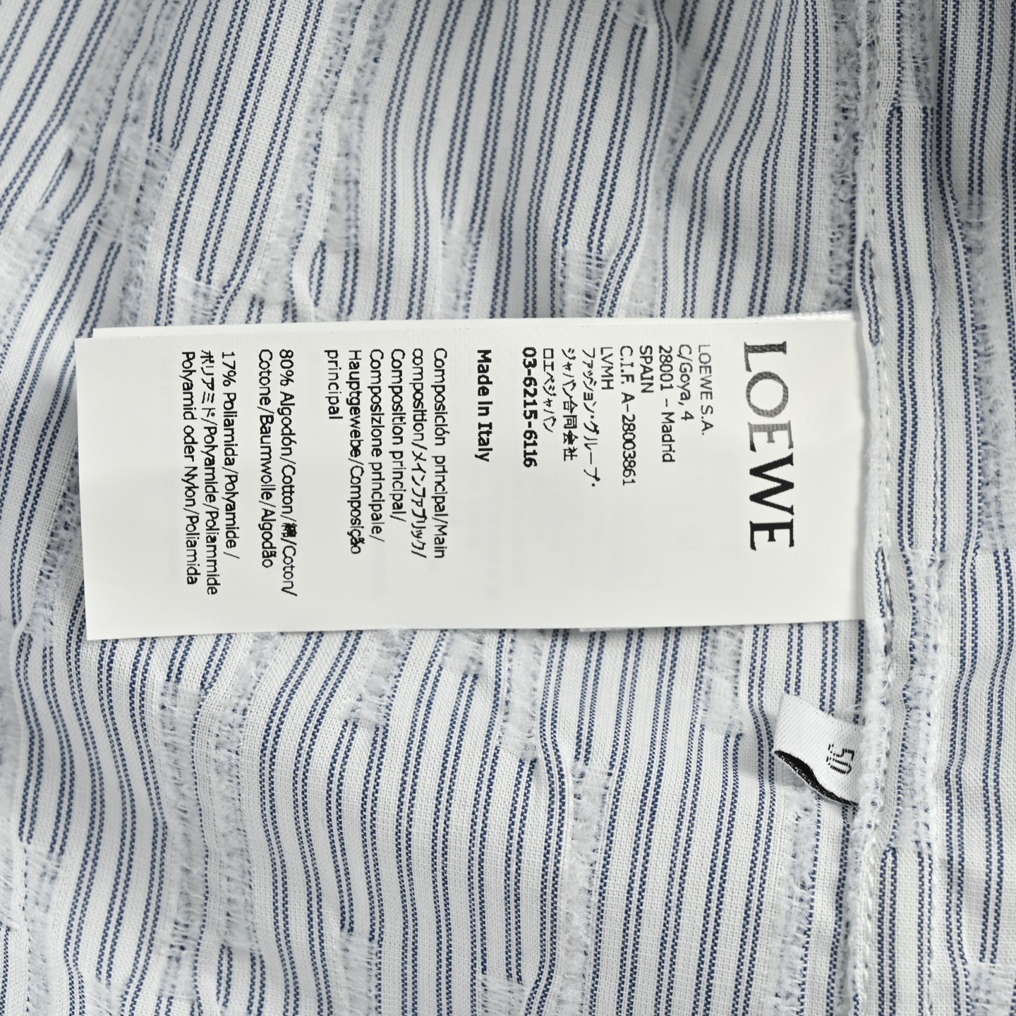 Loewe/罗意威 25ss 条纹波浪纹理衬衫