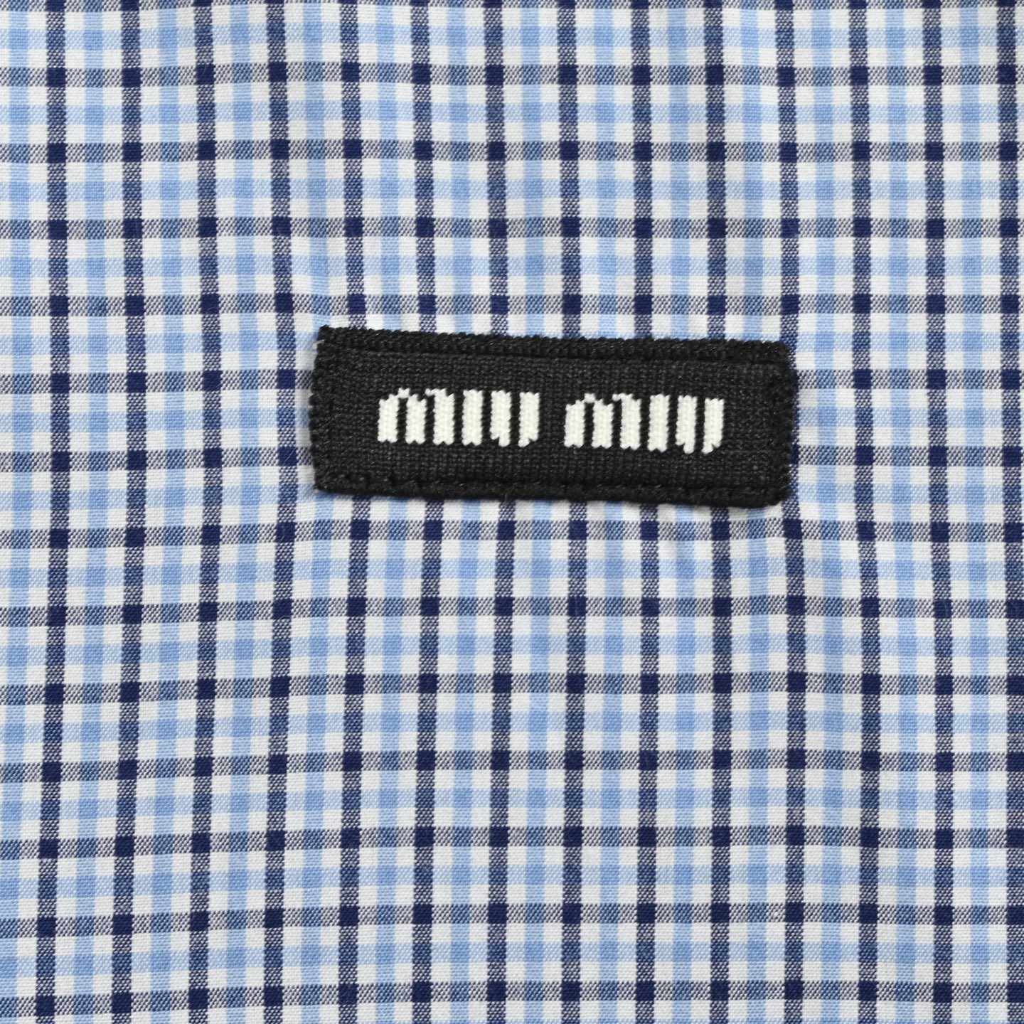 Miu Miu/缪缪 细蓝格纹长袖衬衫-Chinese UA Cheap High Quatity Brand Clothes Bags handbags Sneakers wholesale wholesaler seller from China Factory suppliers Fashion Clothing Shoes best Quality Beautiful Price Miu Miu/缪缪 细蓝格纹长袖衬衫