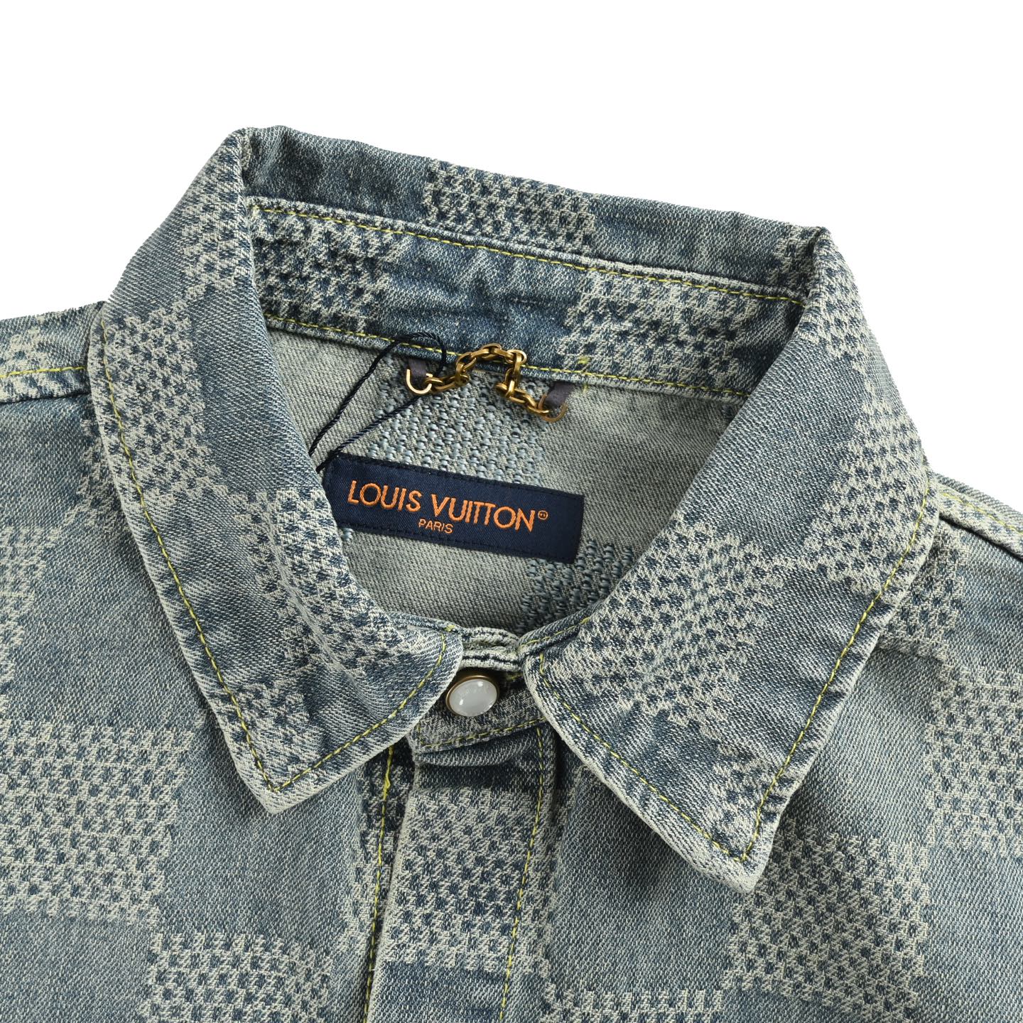 Louis Vuitton/路易威登 25ss 棋盘格套装牛仔短袖衬衫