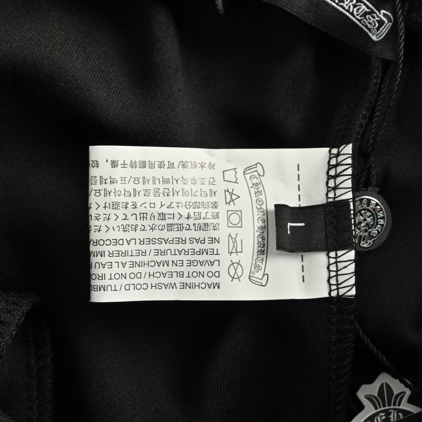 Chrome Hearts/克罗心 25ss 刺绣七彩皮标十字架短裤 手摇贴定制皮标梵文刺绣 黑色