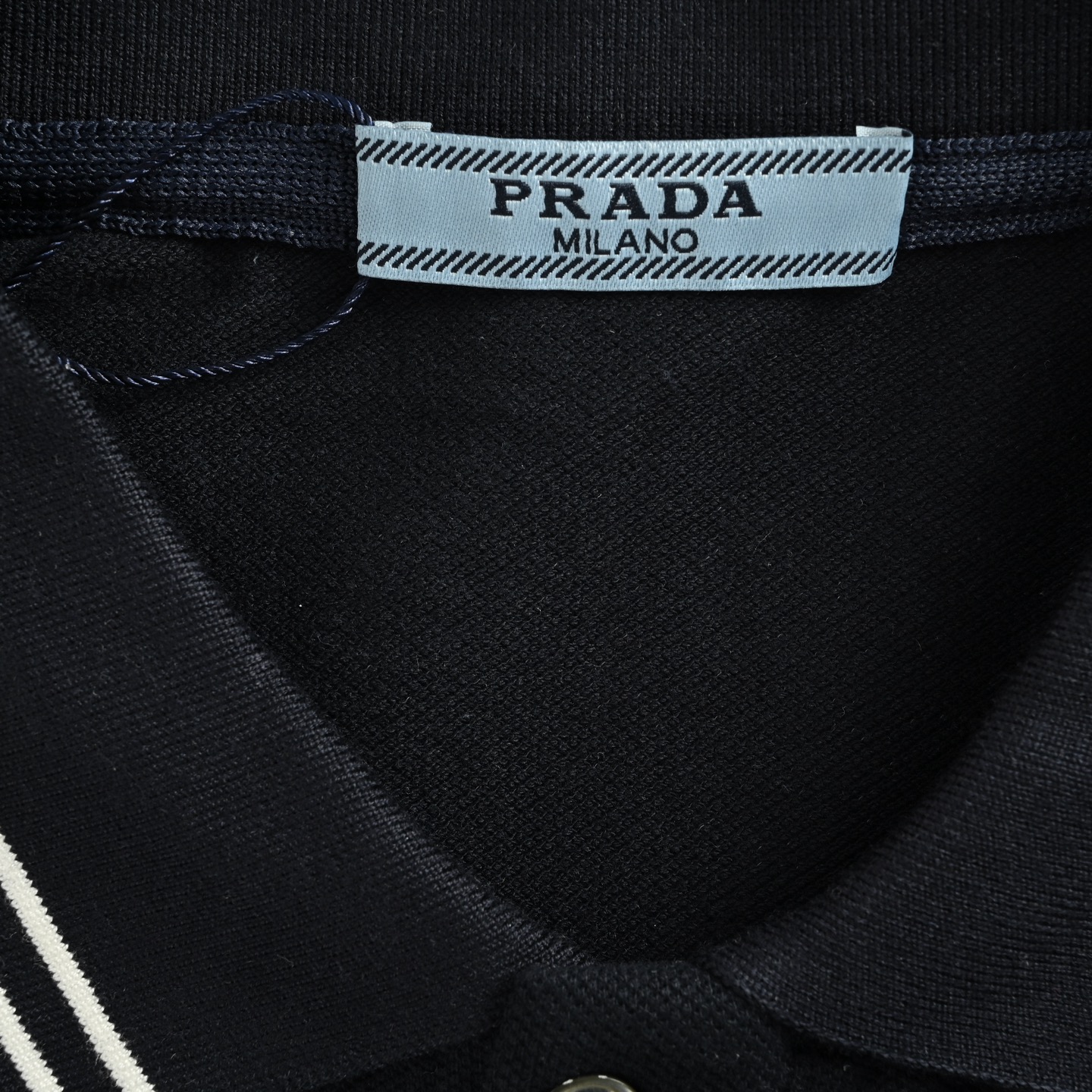 Prada/普拉达 25ss 徽标logo刺绣Polo短袖 白色 深蓝
