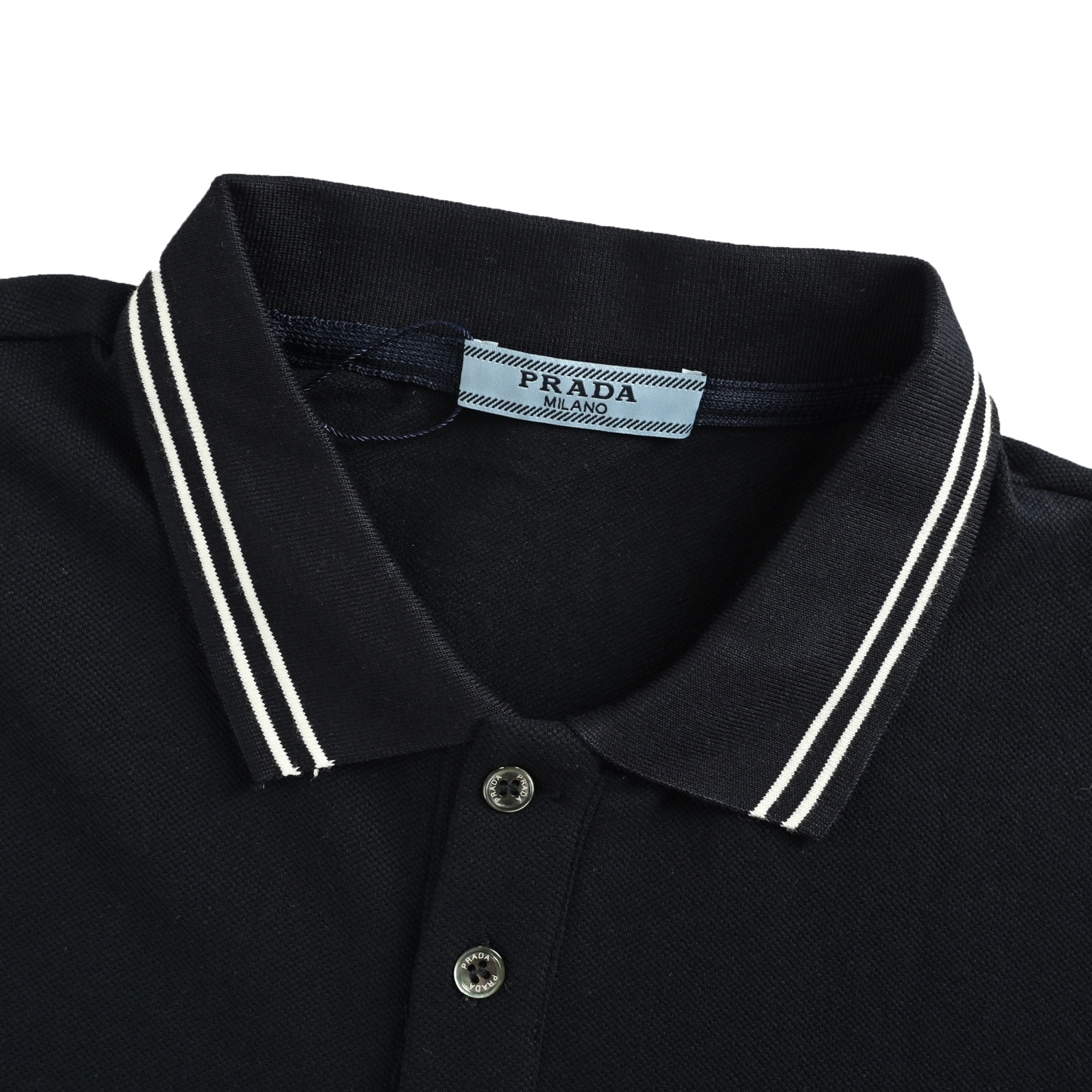 Prada/普拉达 25ss 徽标logo刺绣Polo短袖 白色 深蓝
