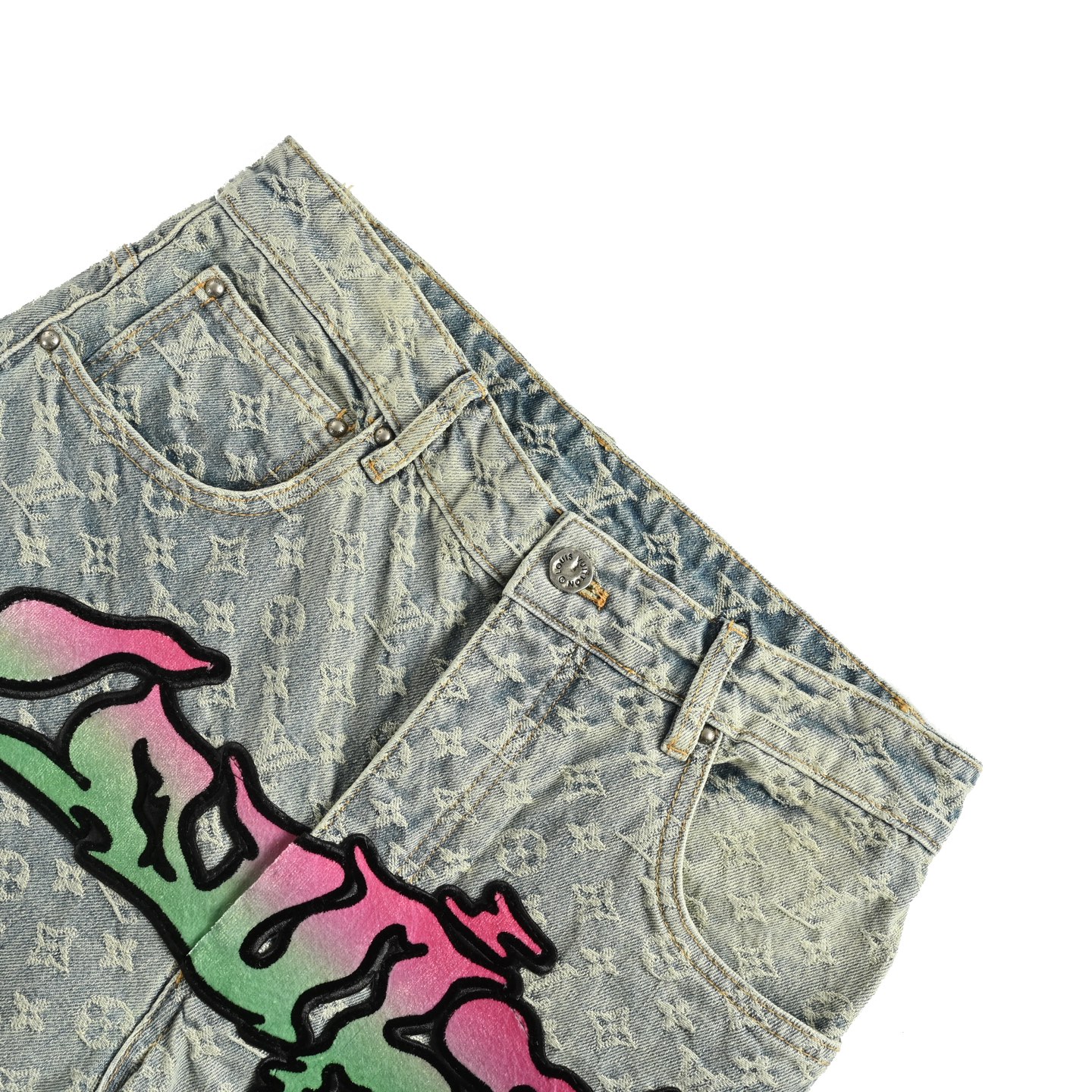 Louis Vuitton/路易威登 渐变火焰老花提花牛仔裤