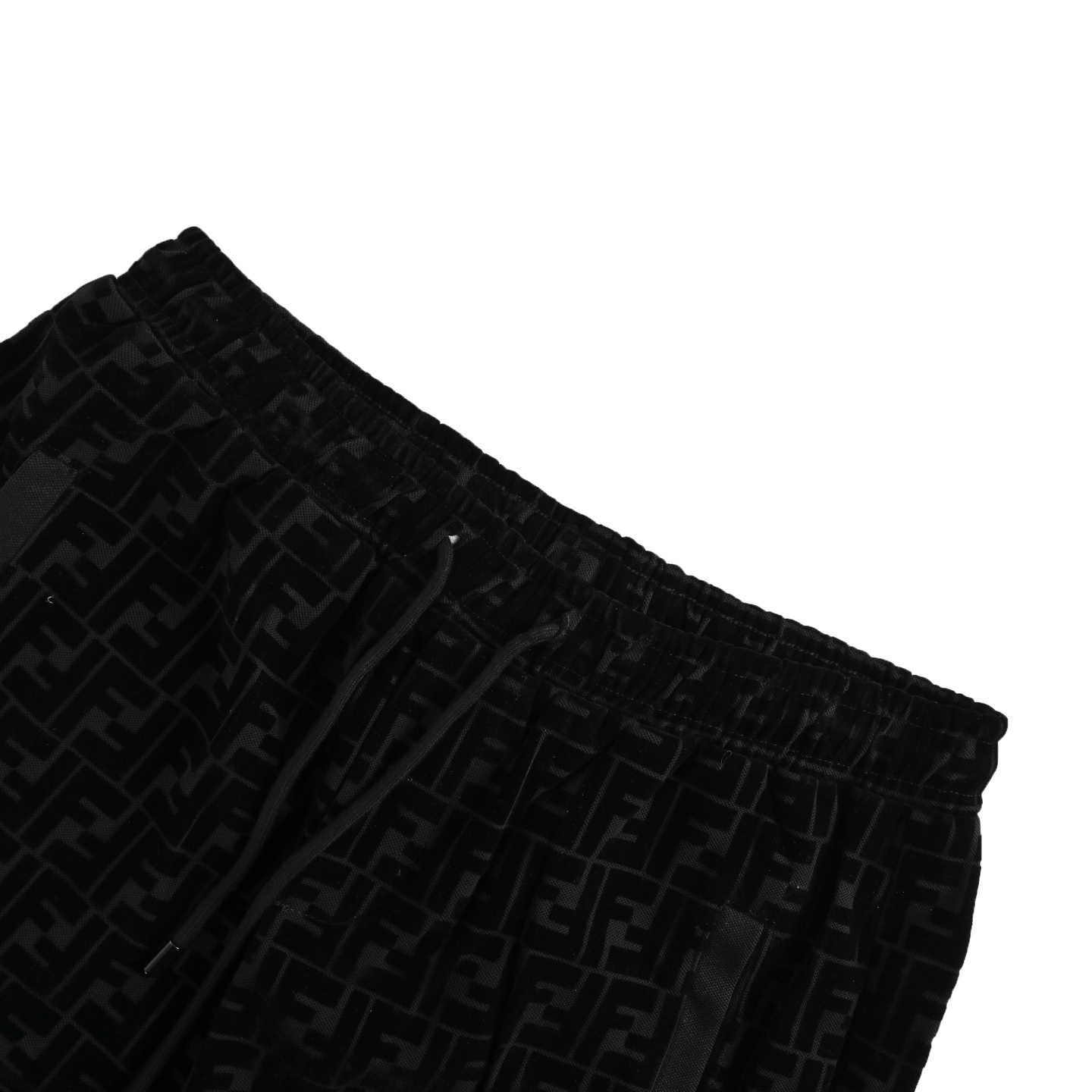 Fendi /芬迪 23ss FF植绒短裤 面料采用黑色棉质双珠地布材质上身质感十足