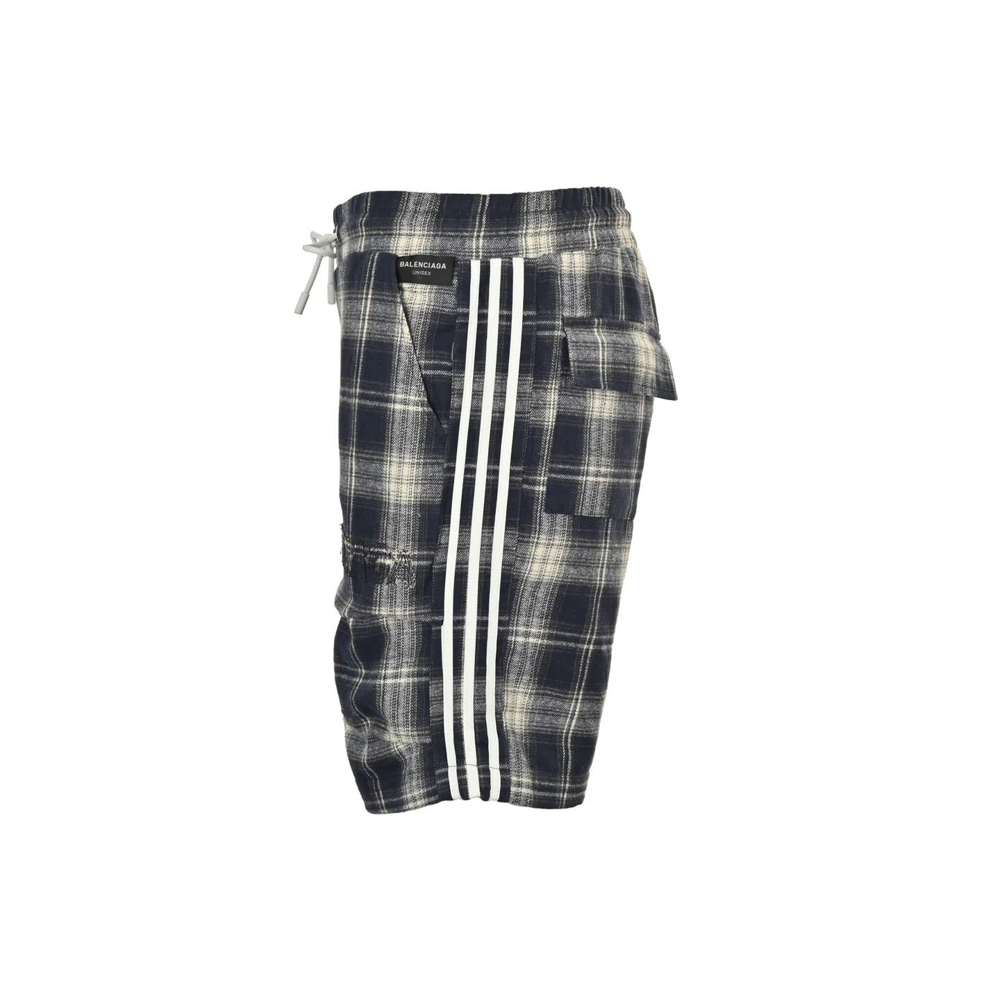 Balenciaga/巴黎世家 格纹字母刺绣条纹短裤