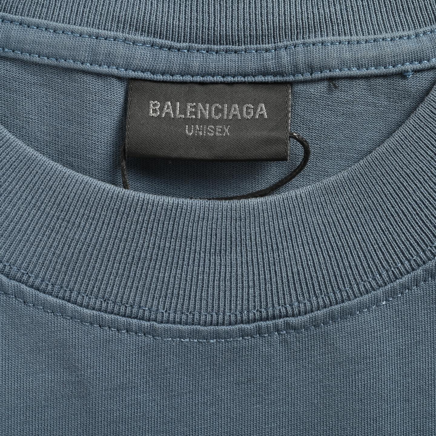 Balenciaga/巴黎世家 字母艺术印花水洗短袖 湖蓝色-Chinese UA Cheap High Quatity Brand Clothes Bags handbags Sneakers wholesale wholesaler seller from China Factory suppliers Fashion Clothing Shoes best Quality Beautiful Price Balenciaga/巴黎世家 字母艺术印花水洗短袖 湖蓝色