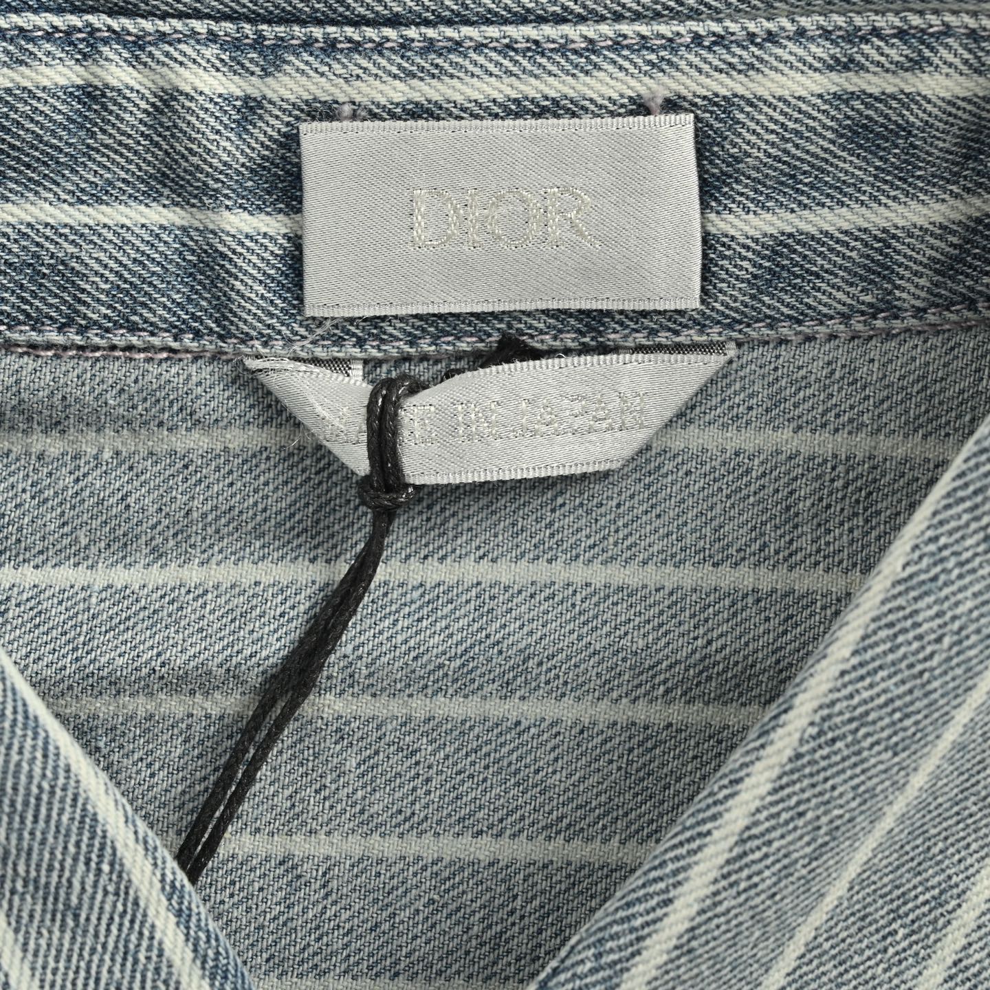 Dior/迪奥 25ss 刺绣字母条纹水洗牛仔短袖衬衫