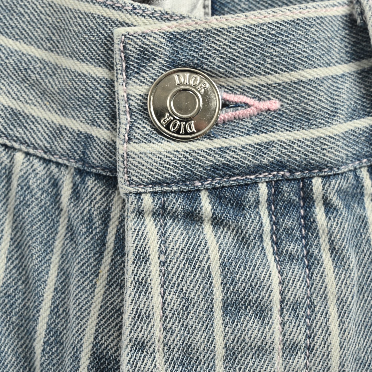 Dior/迪奥 25ss 刺绣字母条纹水洗牛仔短裤