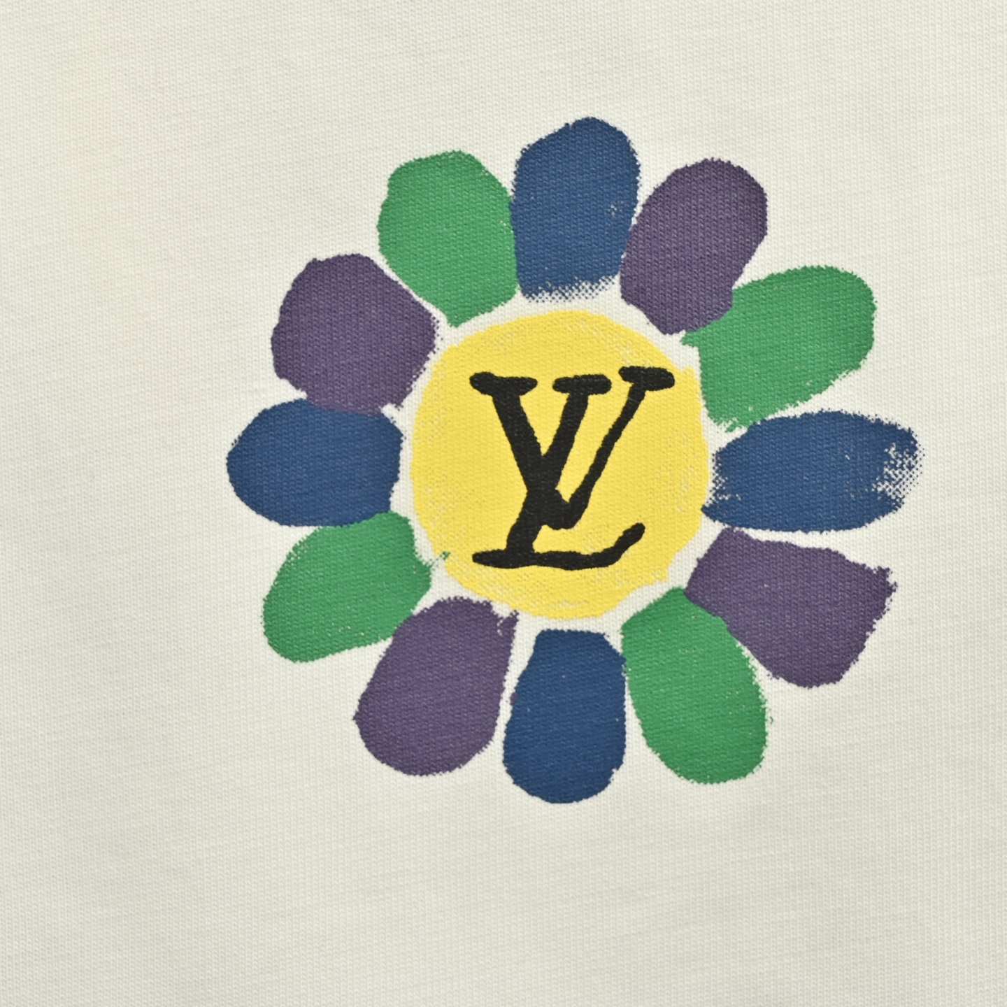 Louis Vuitton/路易威登 25ss 向日葵彩绘涂鸦大logo短袖 黑色 白色