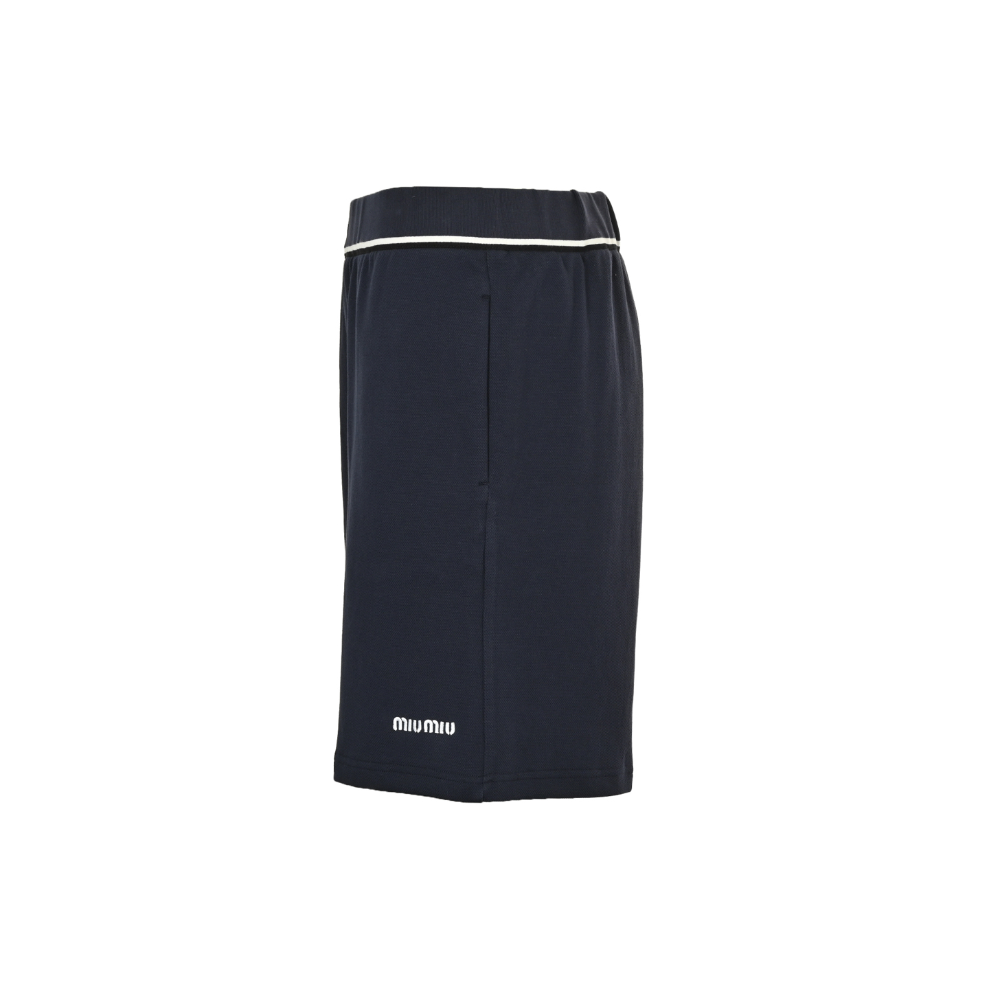 MiuMiu/缪缪 25ss 刺绣小logo白条珠地布短裤