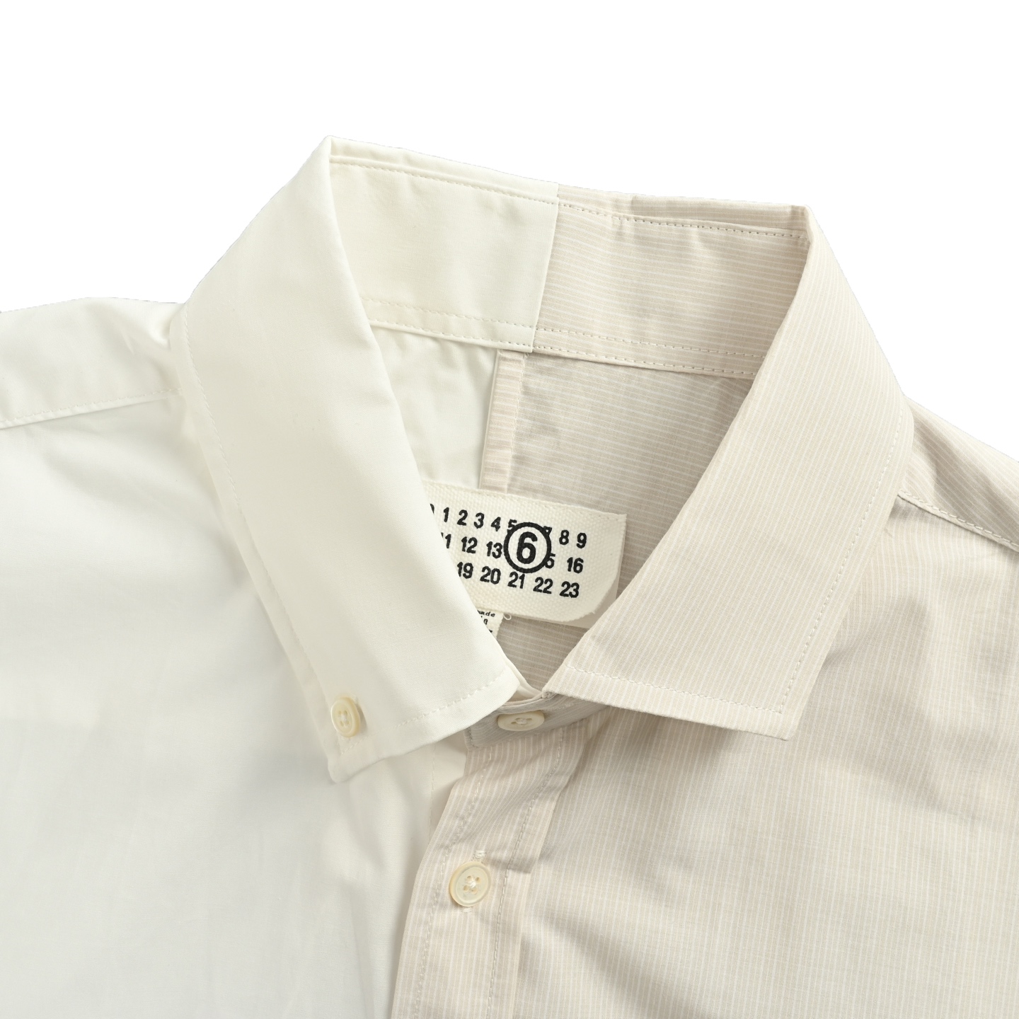 MAISON MARGIELA马吉拉MM6 数字印花撞色阴阳短袖衬衫