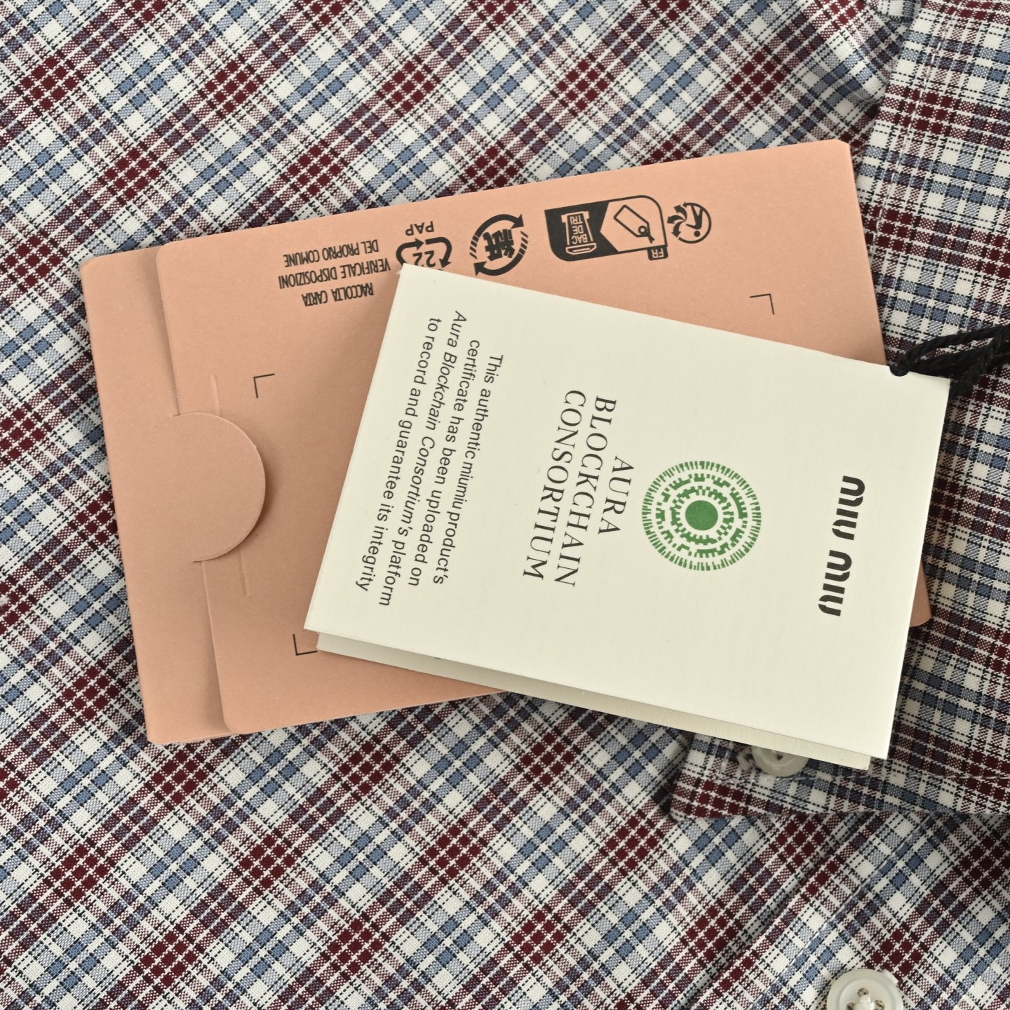 Miu Miu/缪缪 棕蓝细格纹长袖衬衫-Chinese UA Cheap High Quatity Brand Clothes Bags handbags Sneakers wholesale wholesaler seller from China Factory suppliers Fashion Clothing Shoes best Quality Beautiful Price Miu Miu/缪缪 棕蓝细格纹长袖衬衫