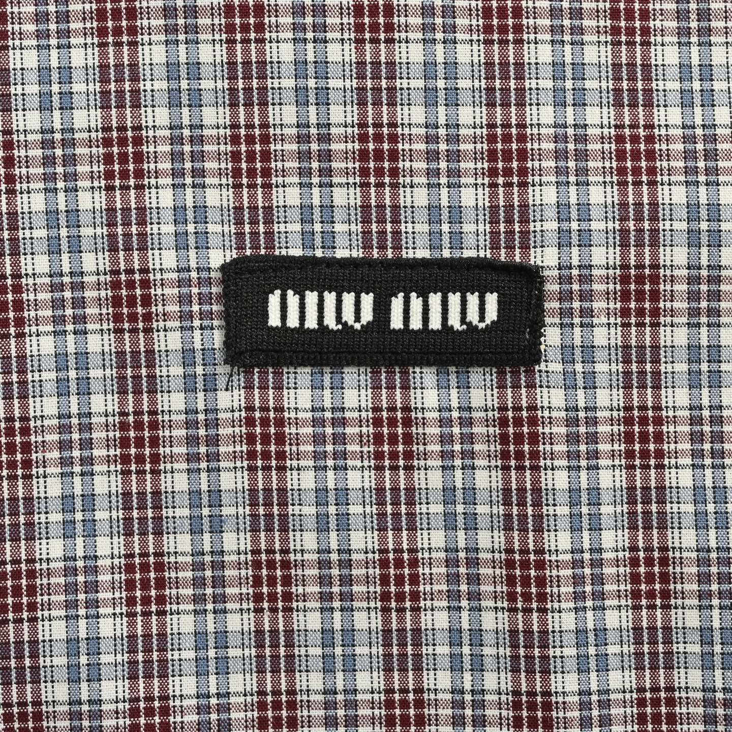 Miu Miu/缪缪 棕蓝细格纹长袖衬衫-Chinese UA Cheap High Quatity Brand Clothes Bags handbags Sneakers wholesale wholesaler seller from China Factory suppliers Fashion Clothing Shoes best Quality Beautiful Price Miu Miu/缪缪 棕蓝细格纹长袖衬衫