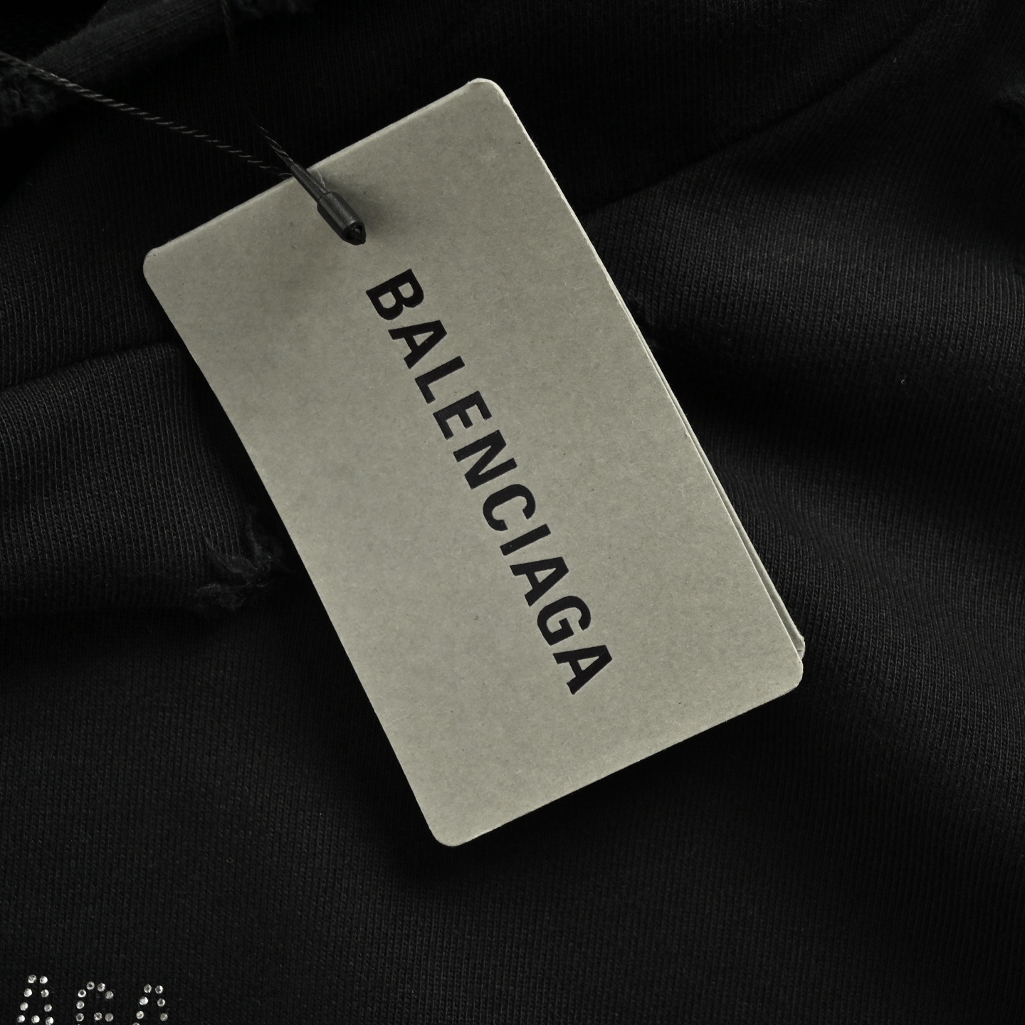 Balenciaga/巴黎世家 前后烫钻字母破洞连帽卫衣