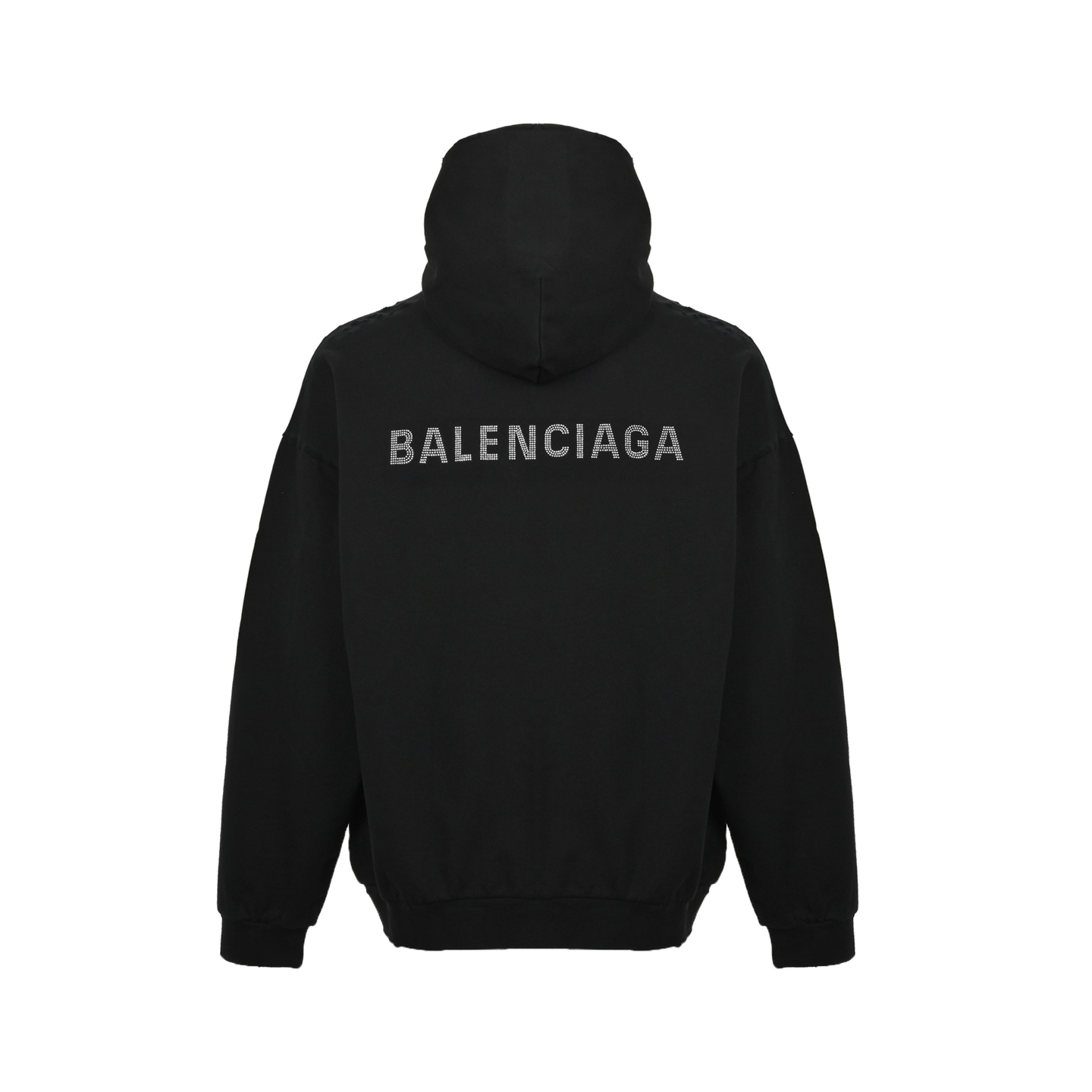Balenciaga/巴黎世家 前后烫钻字母破洞连帽卫衣