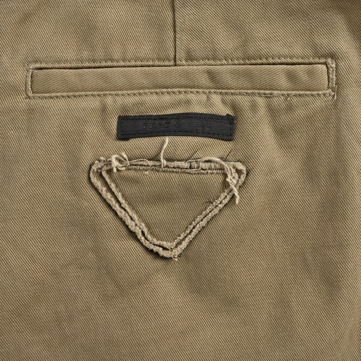 Prada/普拉达 卡其拉链阔脚斜纹长裤