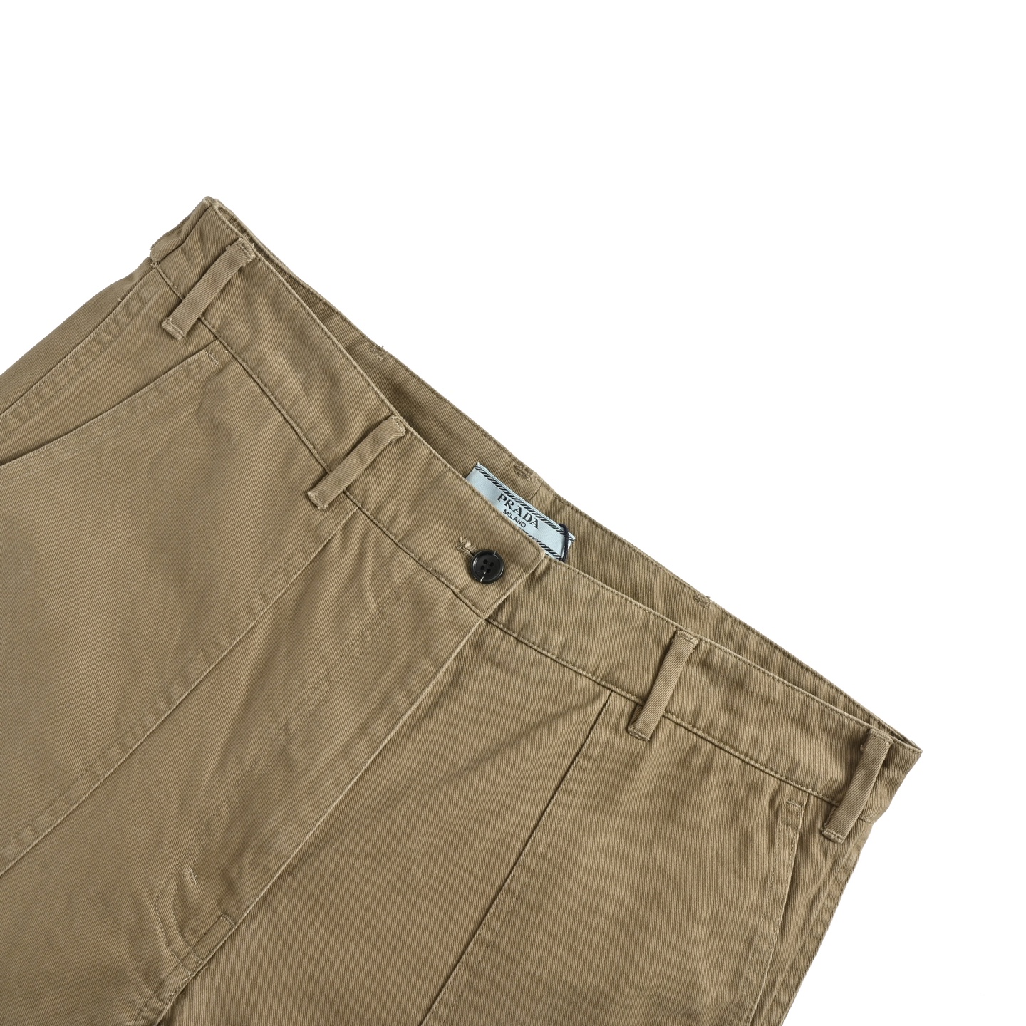 Prada/普拉达 卡其拉链阔脚斜纹长裤