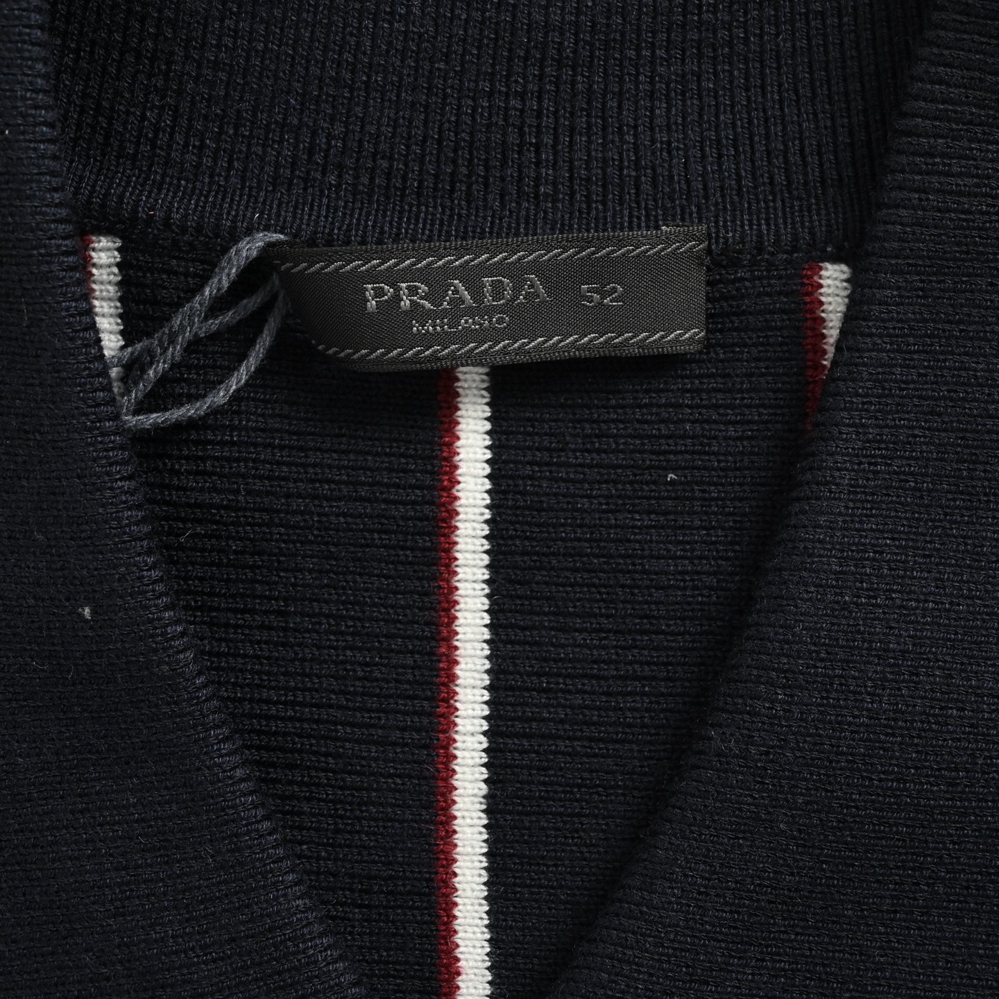 Prada/普拉达 25Fw 竖条纹刺绣方领针织毛衣开衫外套