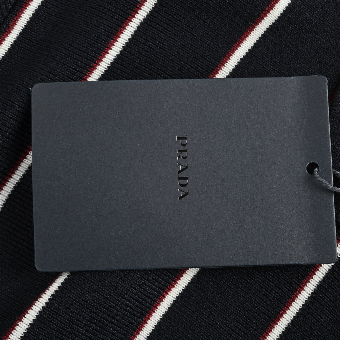 Prada/普拉达 25Fw 竖条纹刺绣方领针织毛衣开衫外套