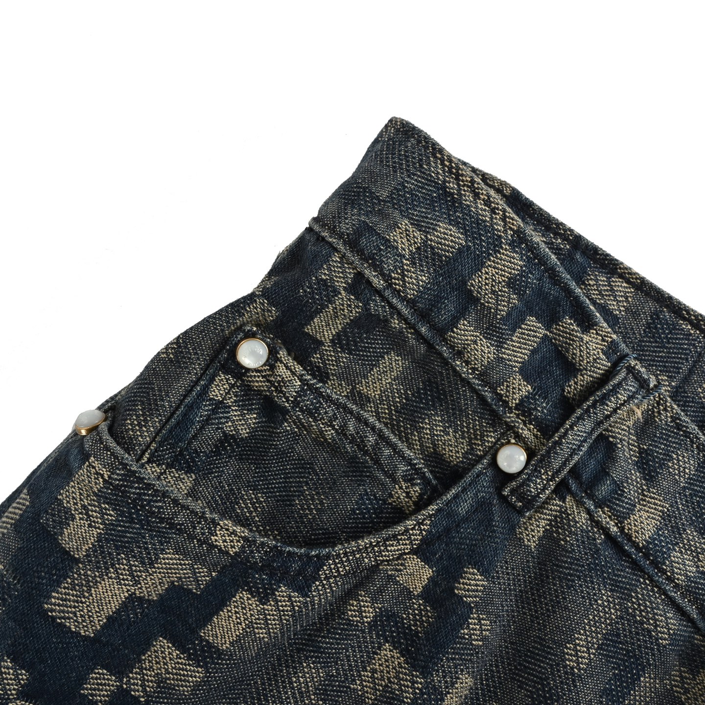 Louis Vuitton/路易威登 25ss 蛇纹马赛克牛仔短裤 LV新款滑板牛仔短裤