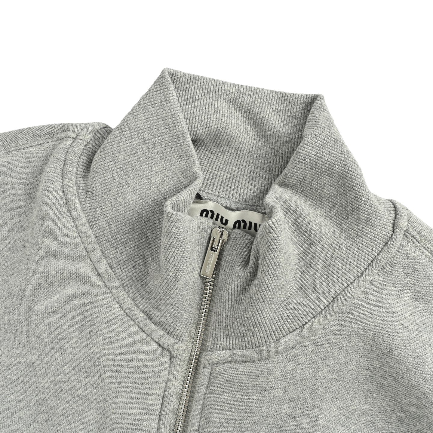 MiuMiu/缪缪 小刺绣拉链棉麻立领夹克外套